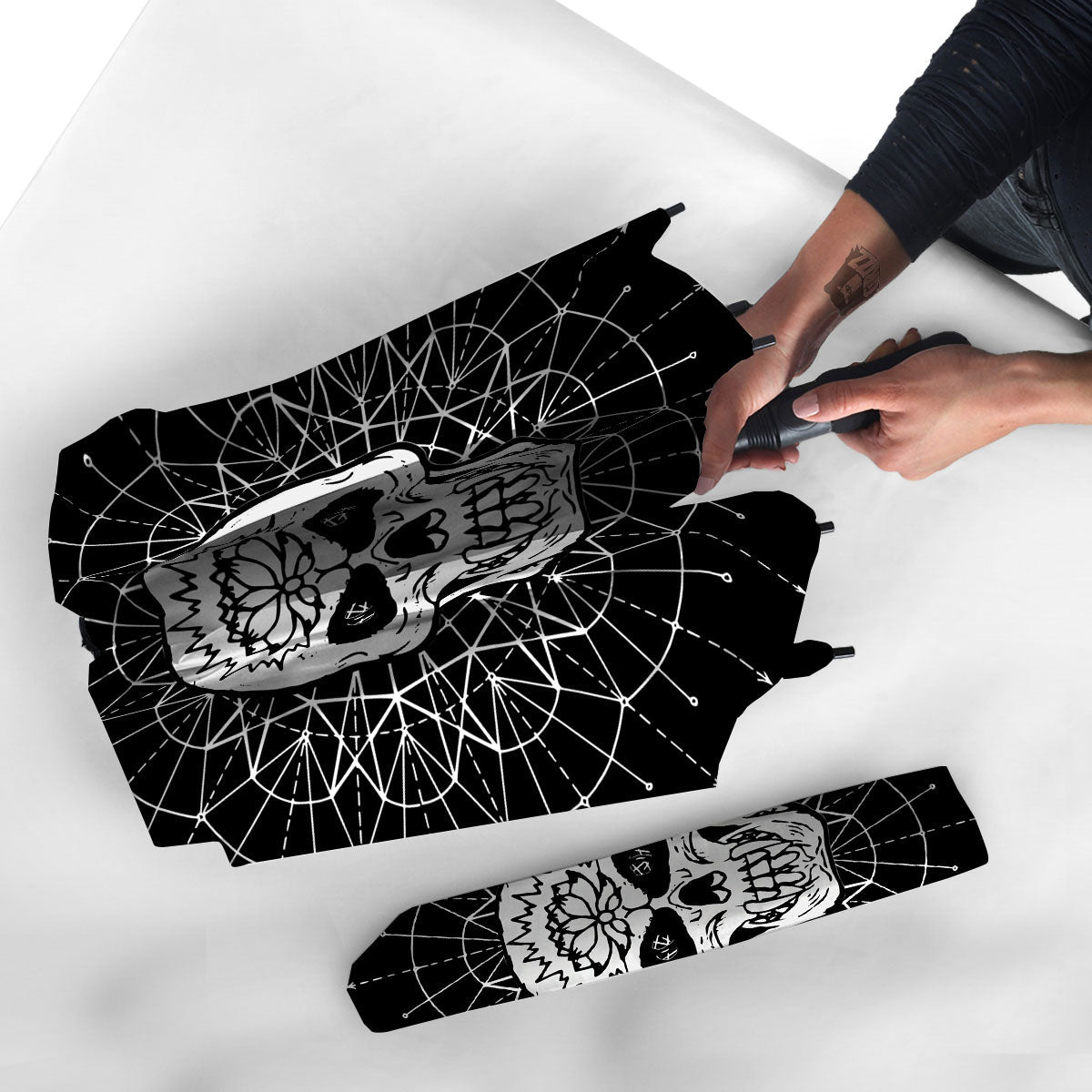 Supernatural Skull Wicca White And Black Print Umbrella-grizzshop