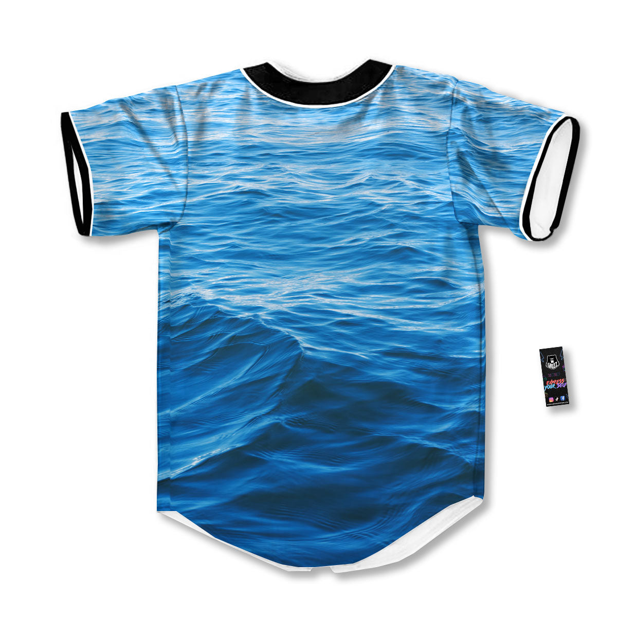 Surface Ocean Print Baseball Jersey-grizzshop