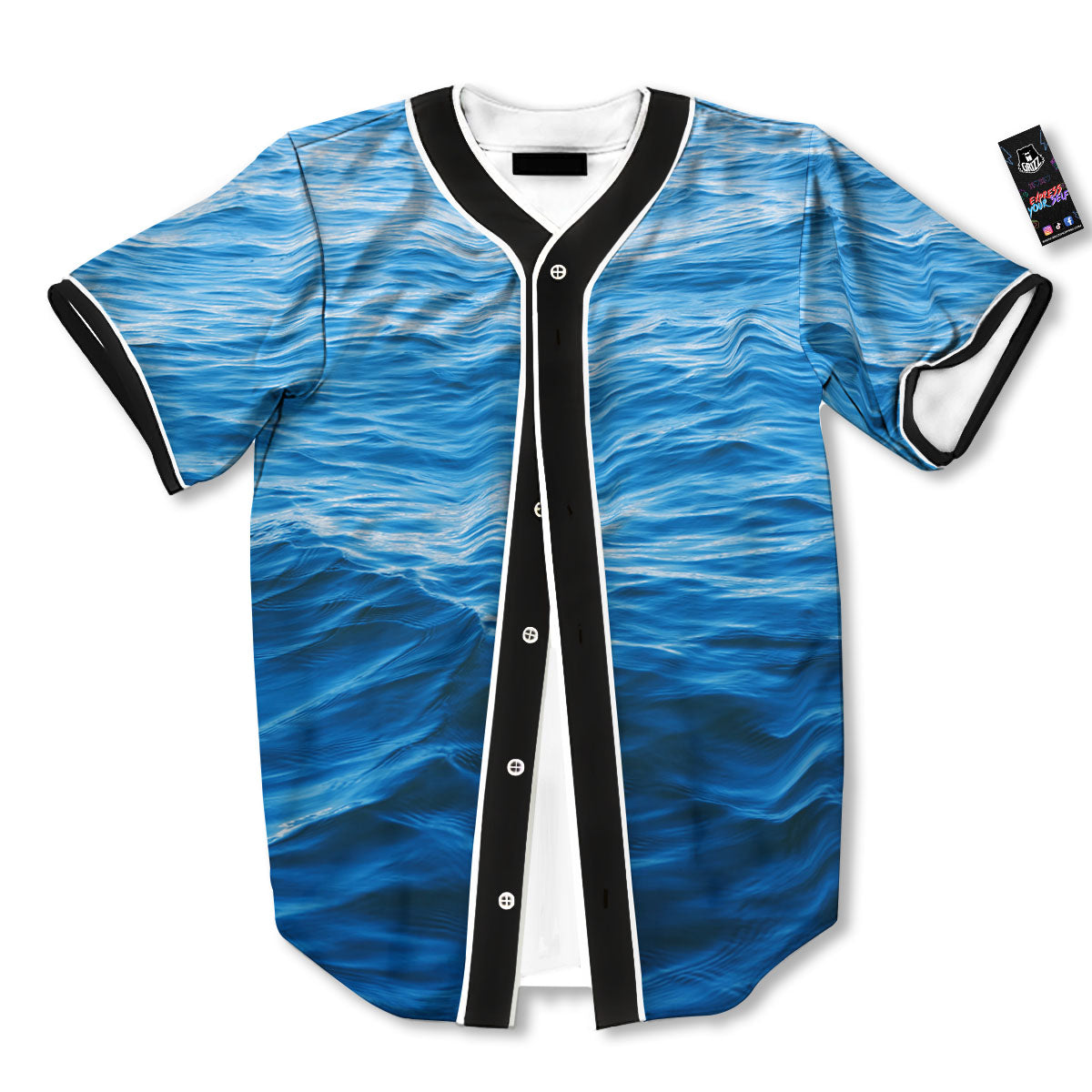Surface Ocean Print Baseball Jersey-grizzshop
