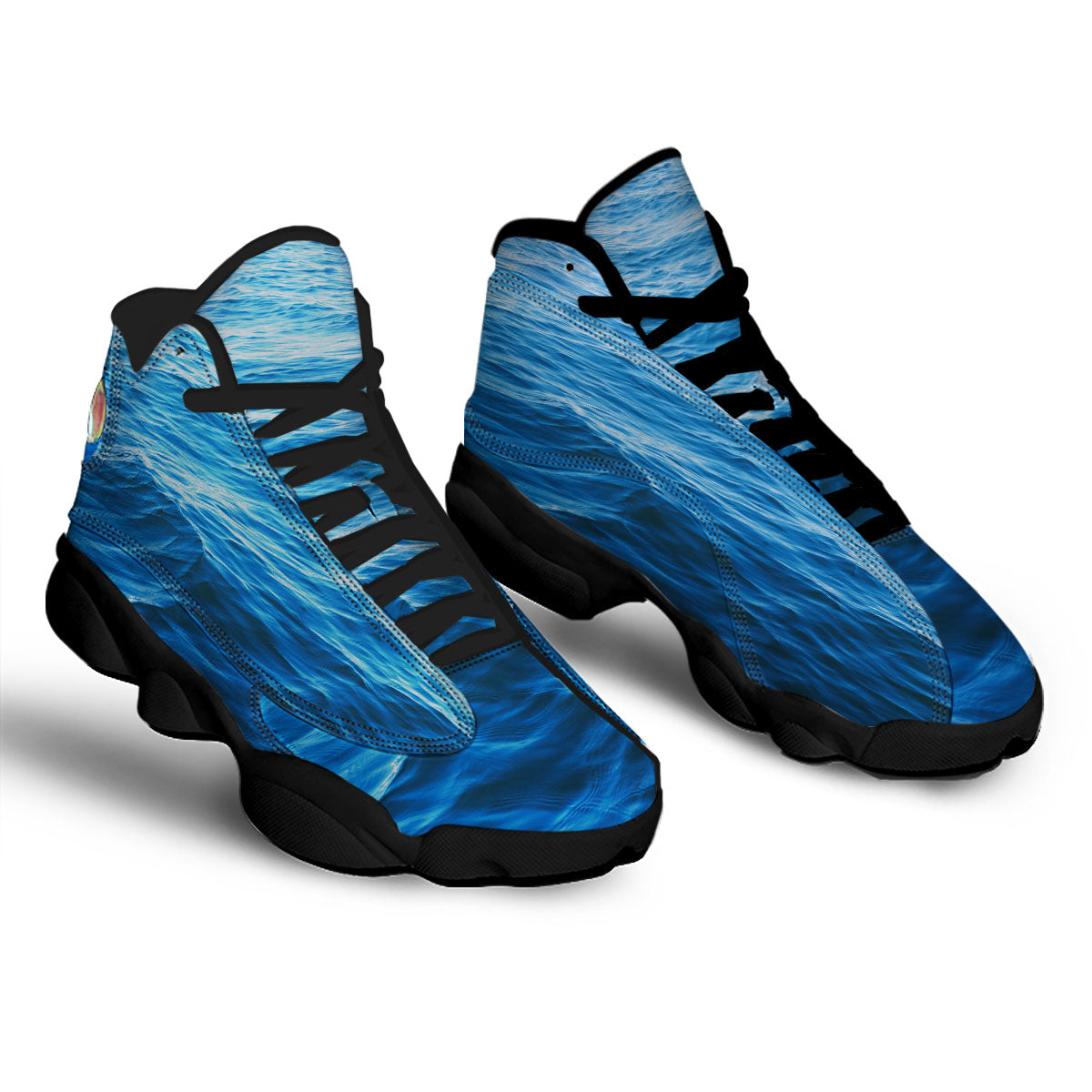 Surface Ocean Print Black Basketball Shoes-grizzshop