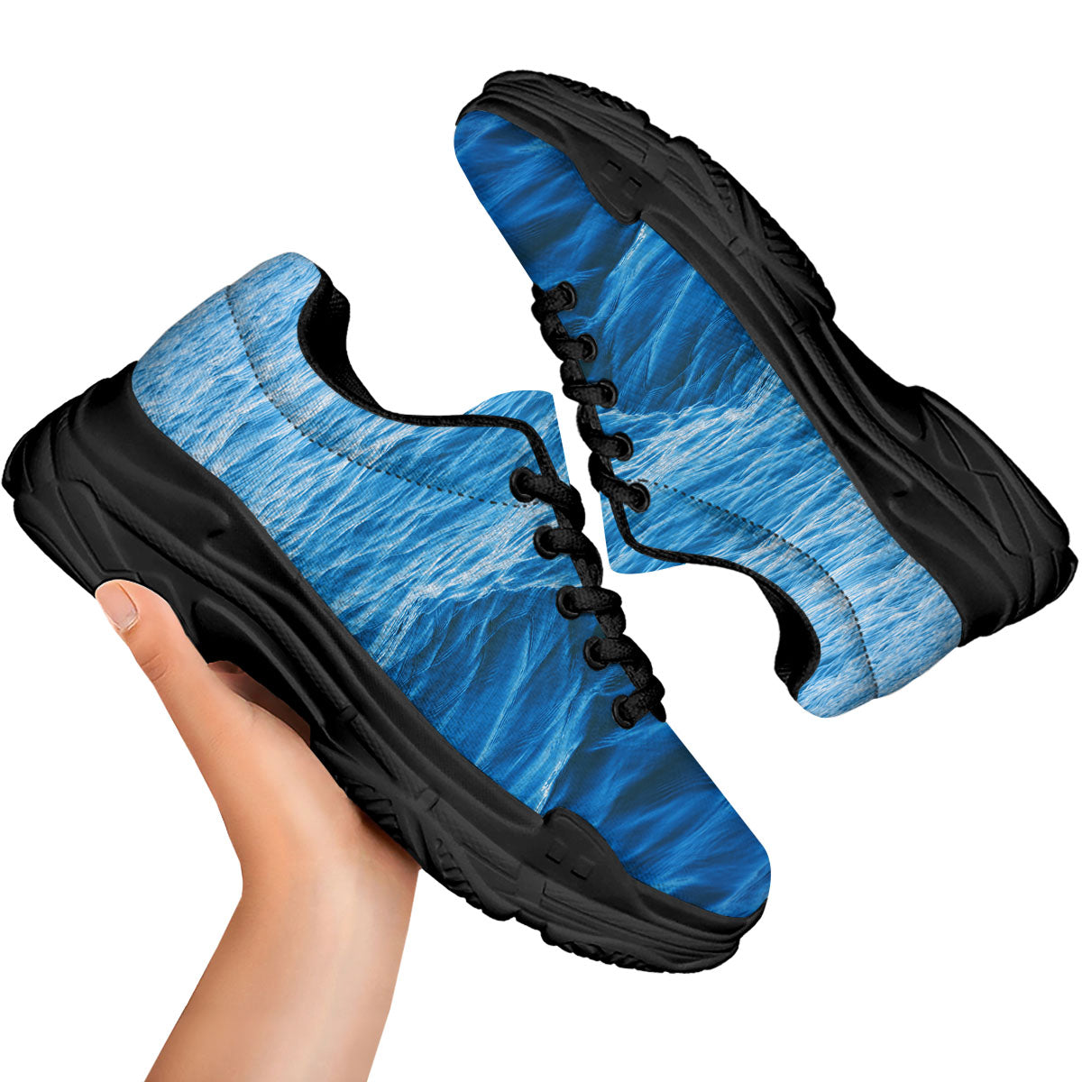 Surface Ocean Print Black Chunky Shoes-grizzshop