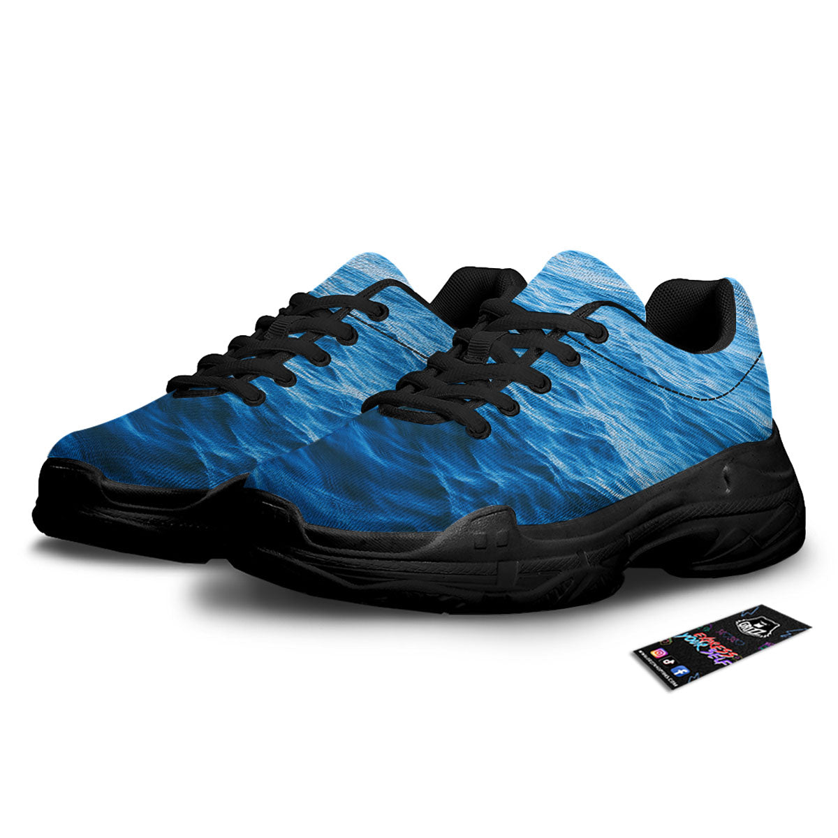 Surface Ocean Print Black Chunky Shoes-grizzshop