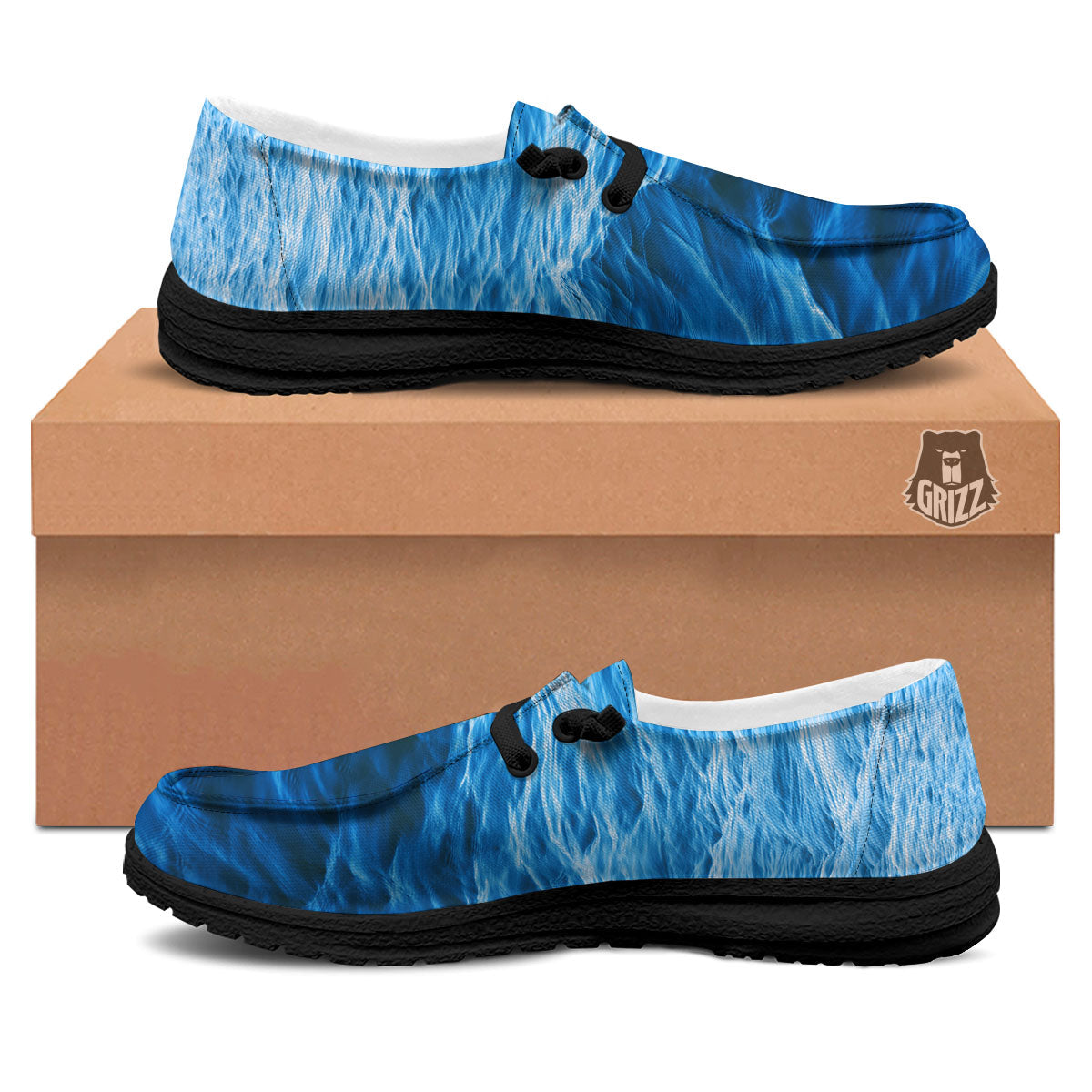 Surface Ocean Print Black Loafers-grizzshop