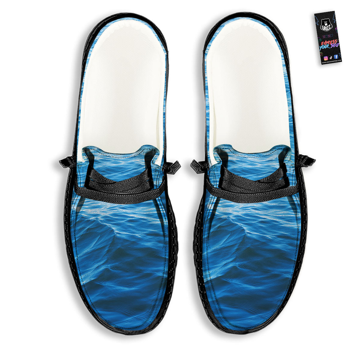 Surface Ocean Print Black Loafers-grizzshop