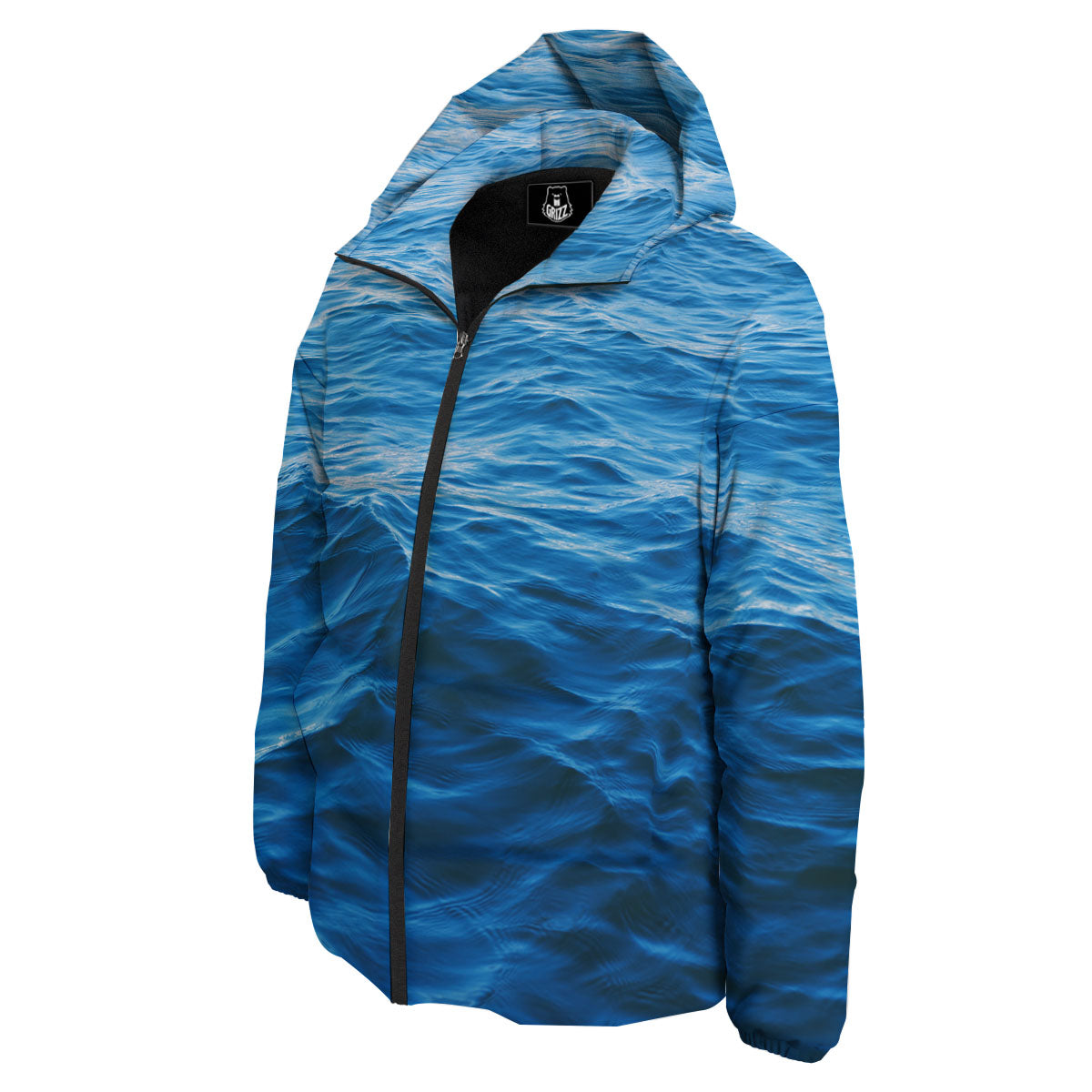 Surface Ocean Print Down Jacket-grizzshop