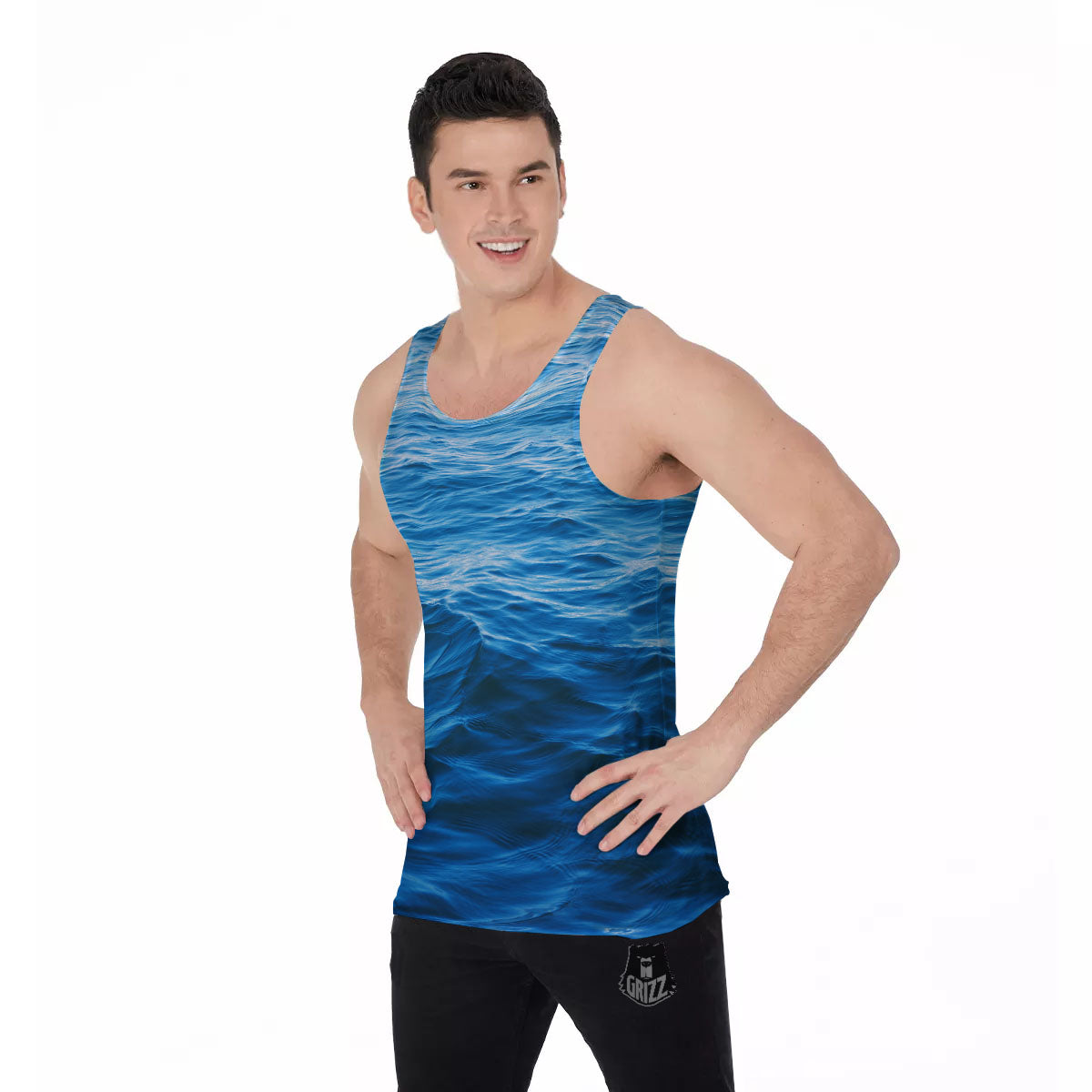 Surface Ocean Print Men's Tank Top-grizzshop