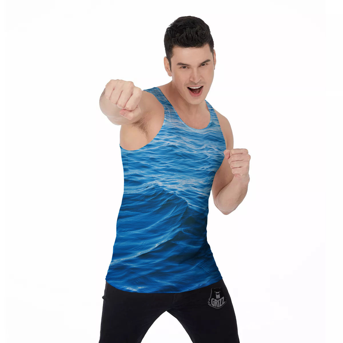 Surface Ocean Print Men's Tank Top-grizzshop