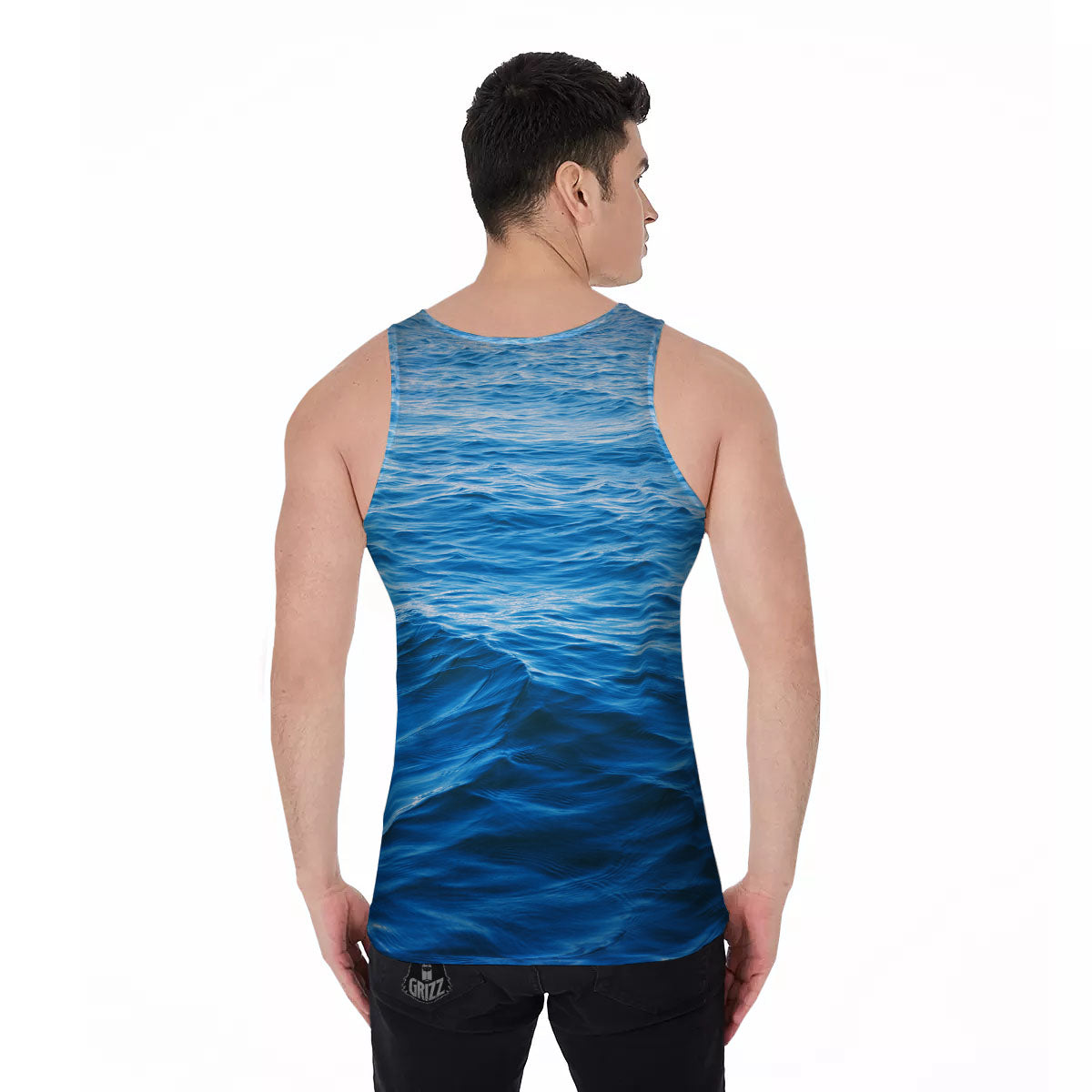 Surface Ocean Print Men's Tank Top-grizzshop