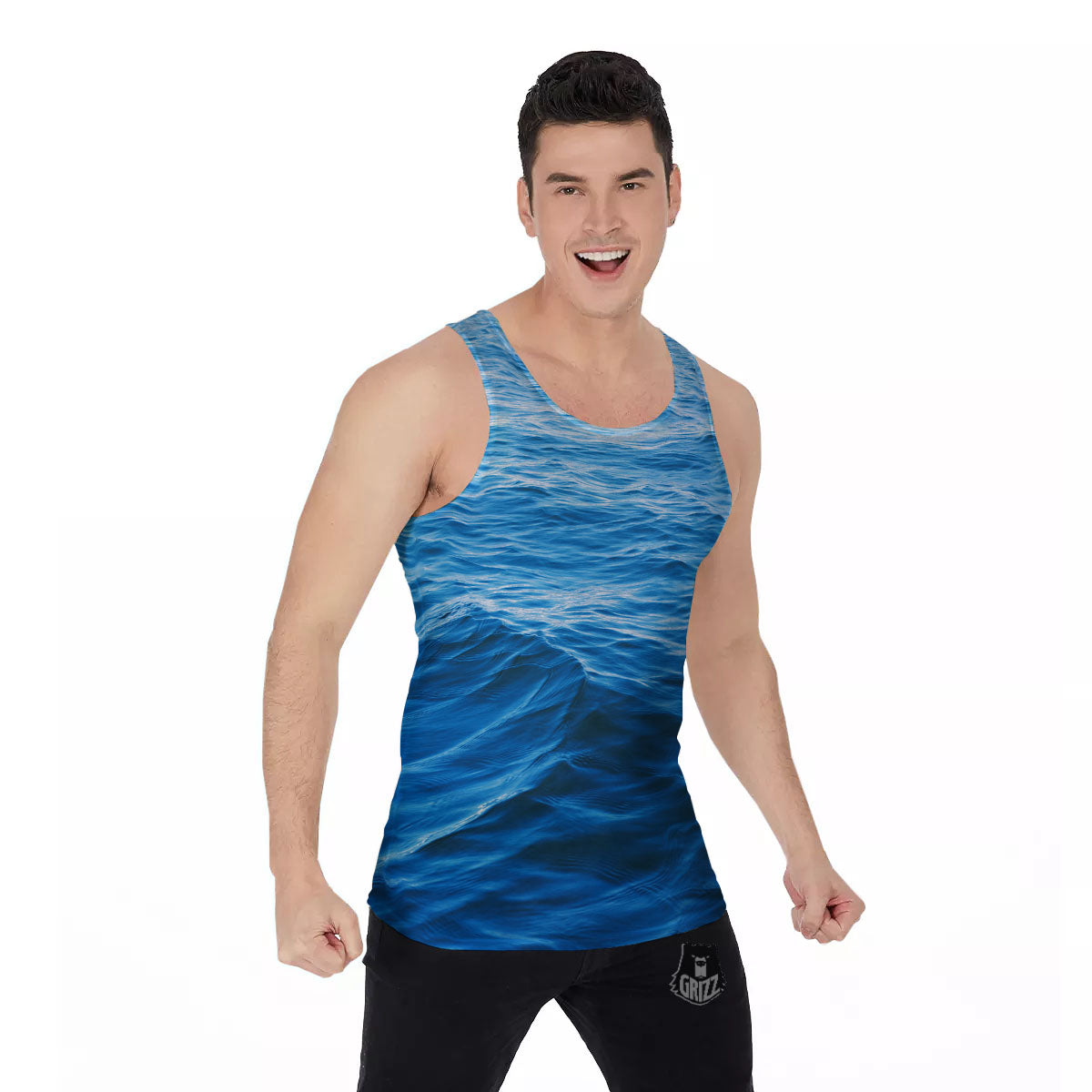 Surface Ocean Print Men's Tank Top-grizzshop