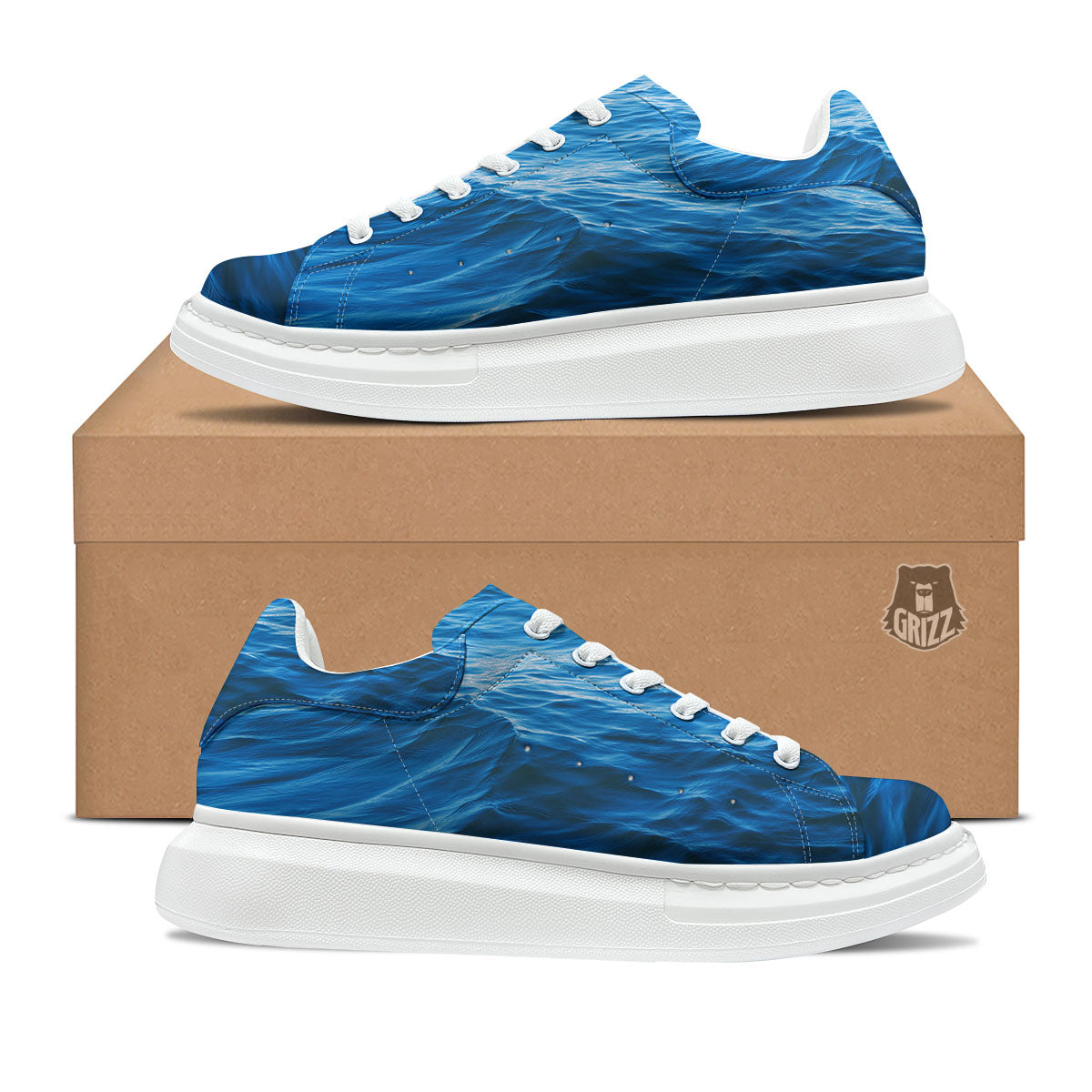 Surface Ocean Print Platform Shoes-grizzshop