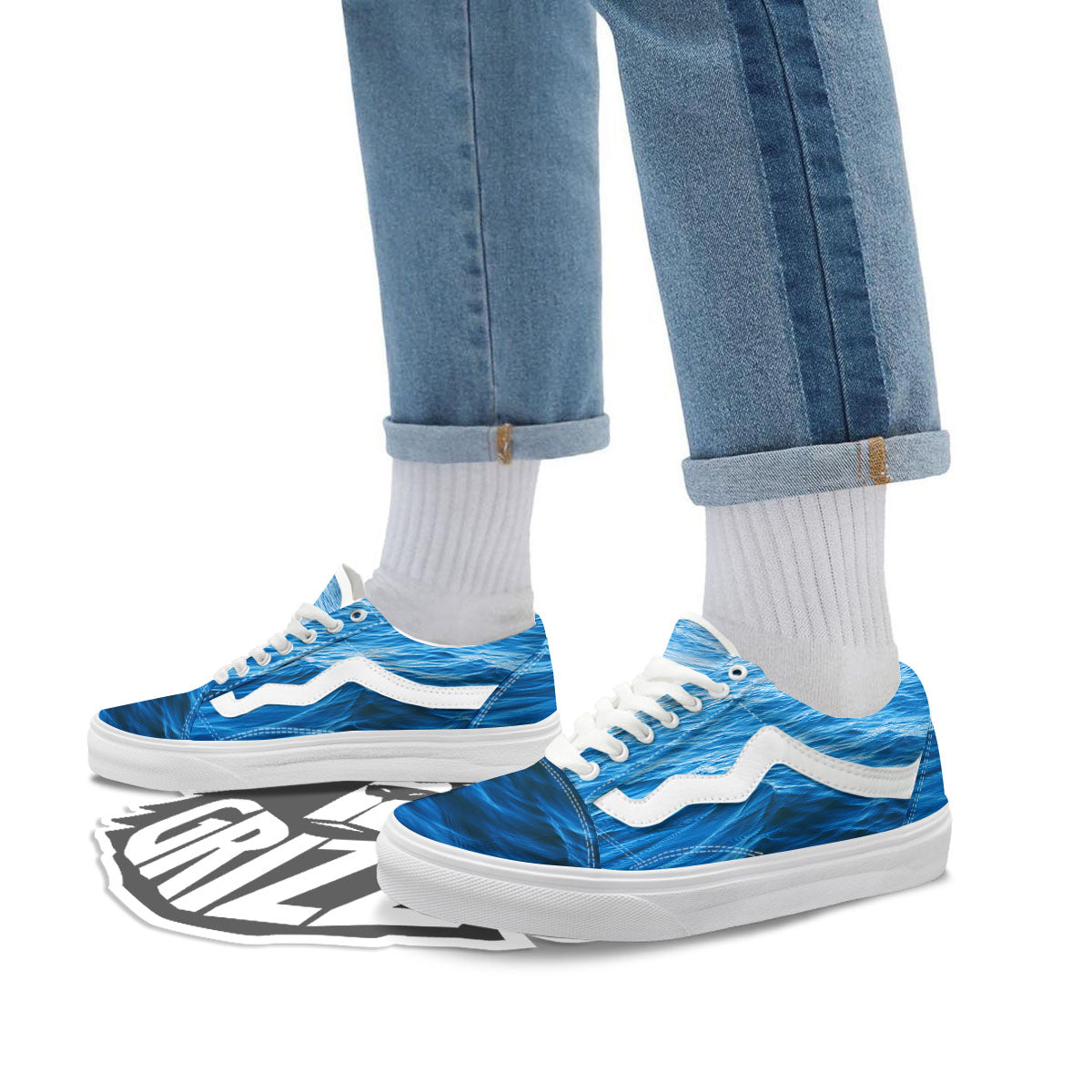 Surface Ocean Print Skate Shoes-grizzshop