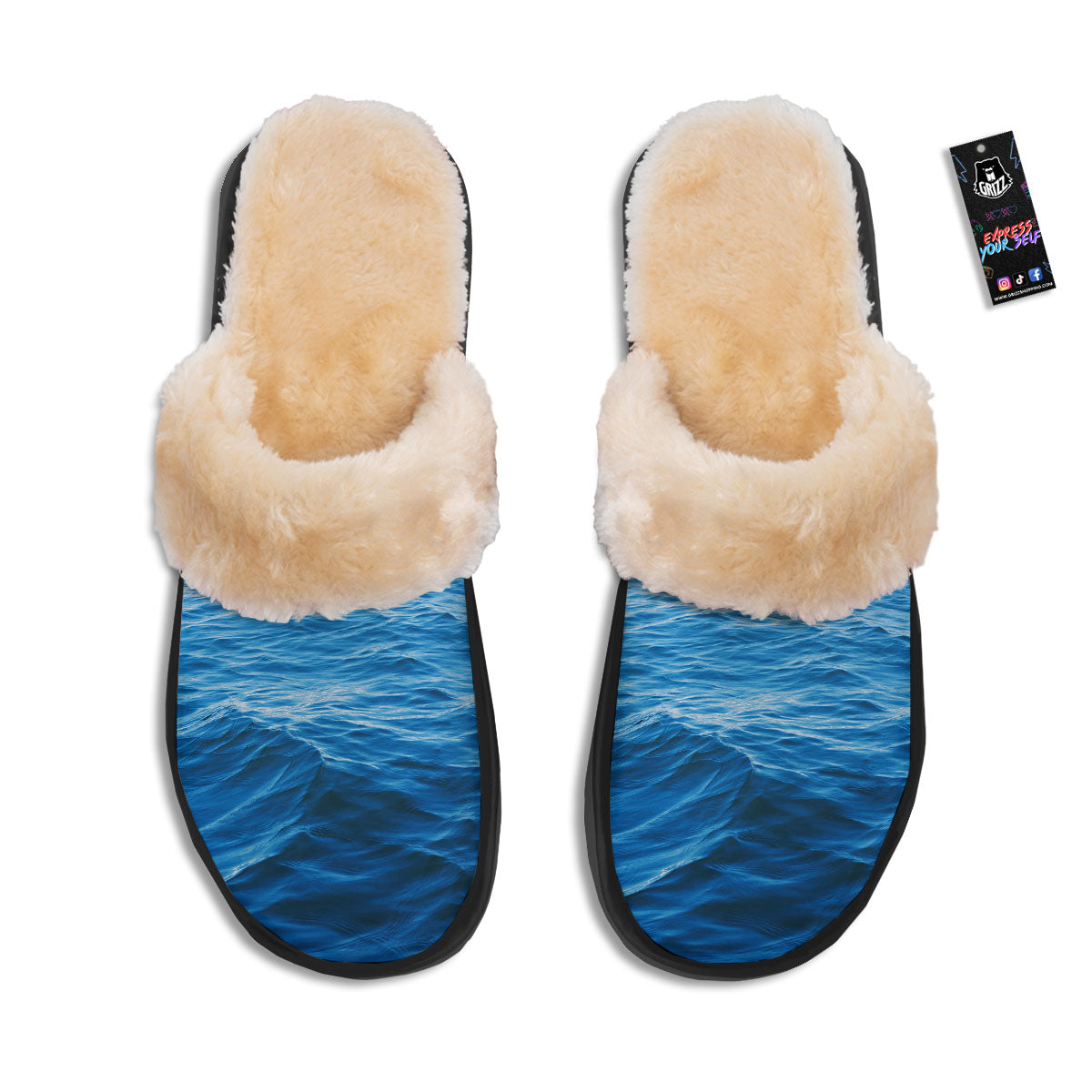 Surface Ocean Print Slippers-grizzshop