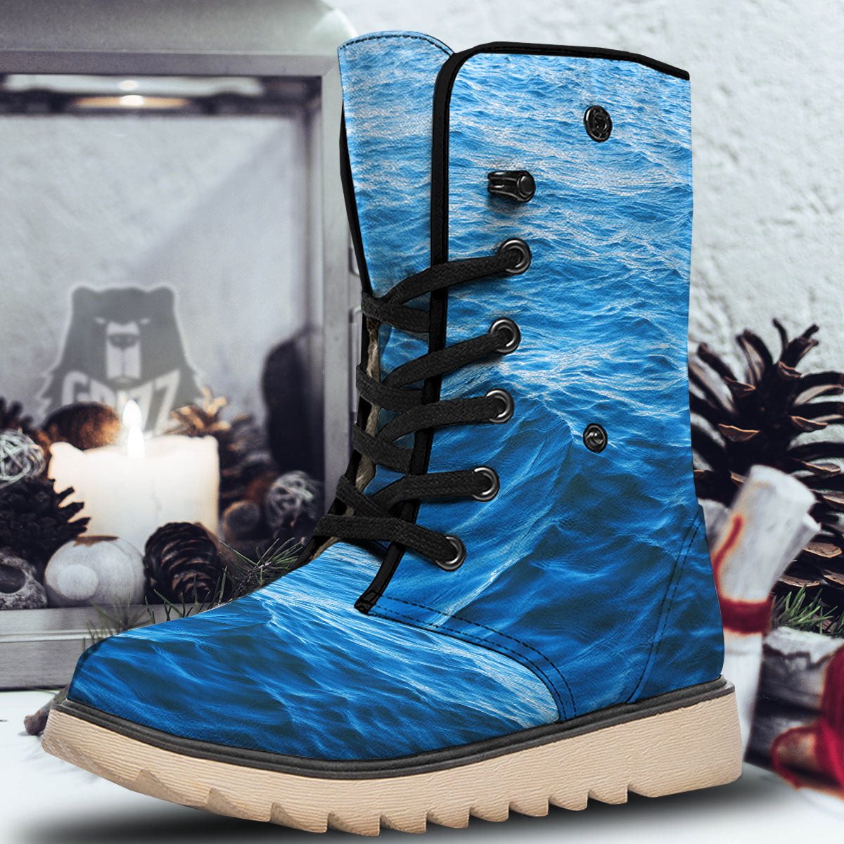 Surface Ocean Print Snow Boots-grizzshop