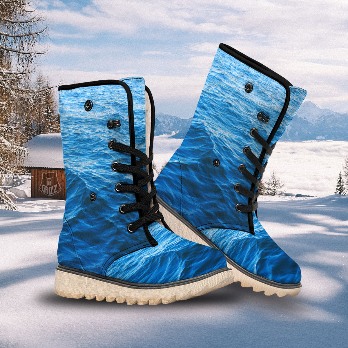 Surface Ocean Print Snow Boots-grizzshop