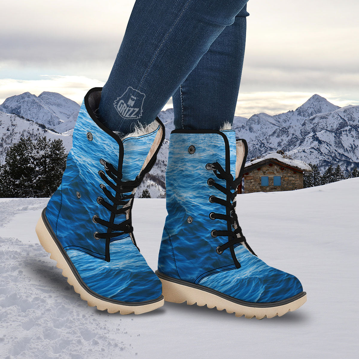 Surface Ocean Print Snow Boots-grizzshop