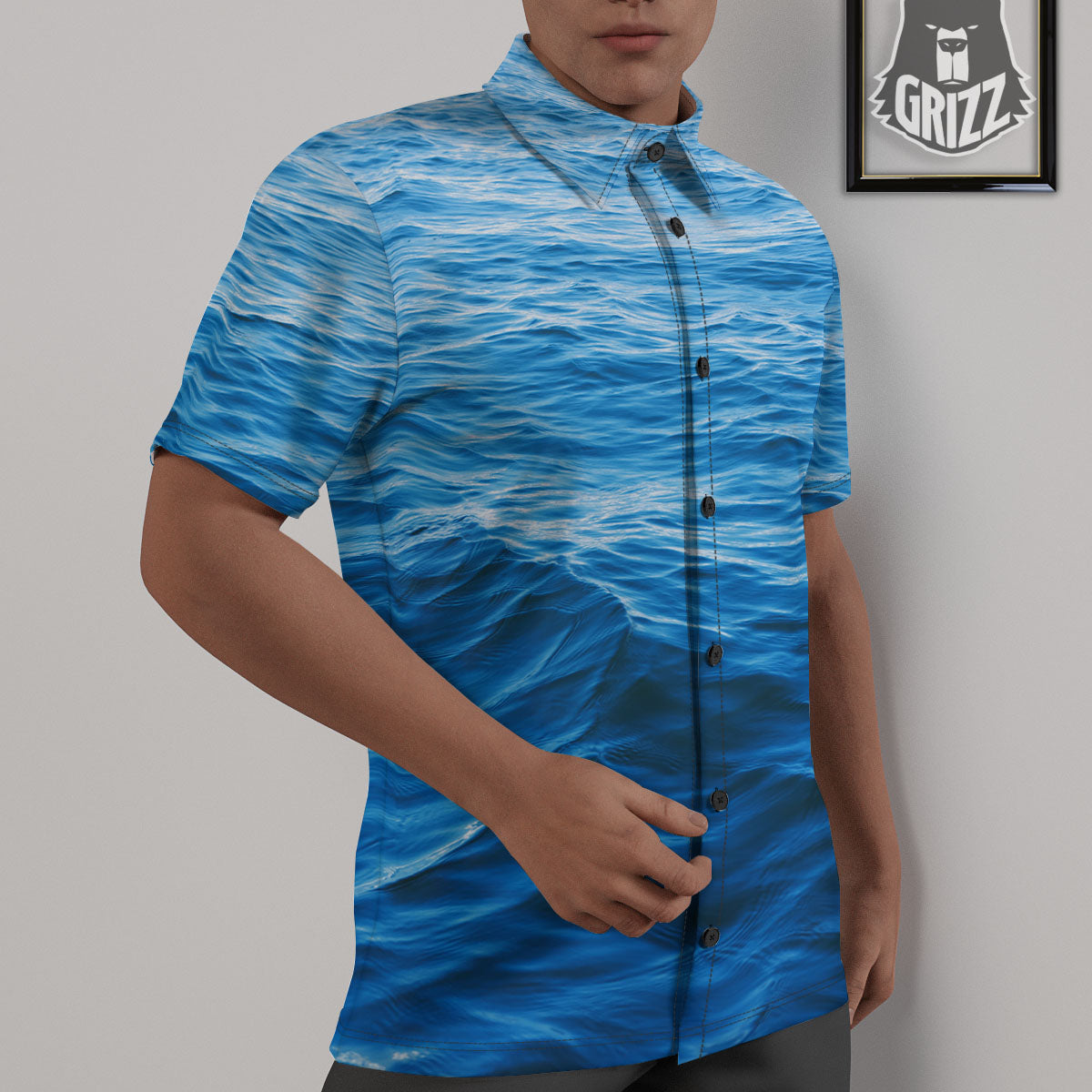 Surface Ocean Print Untucked Shirts-grizzshop