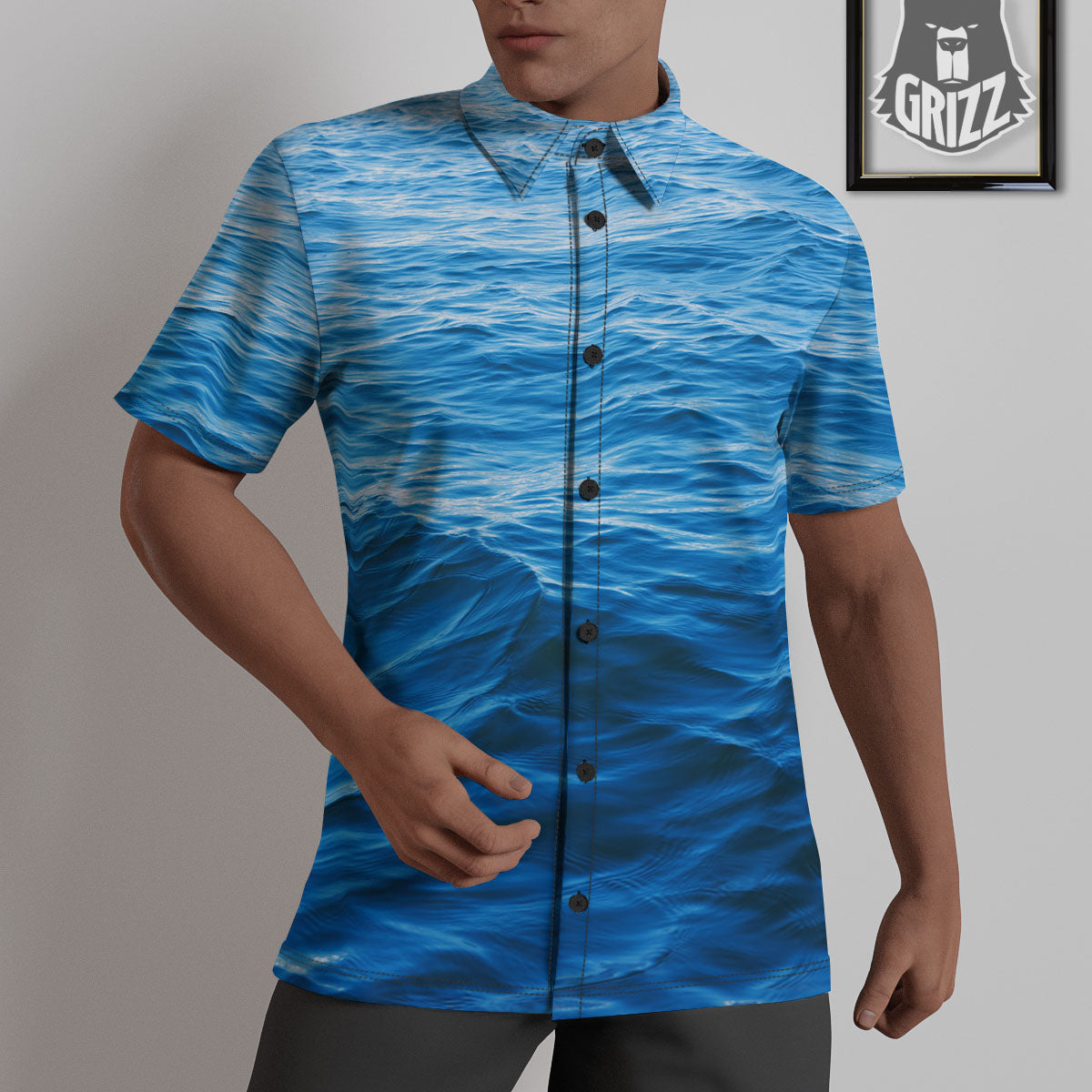 Surface Ocean Print Untucked Shirts-grizzshop