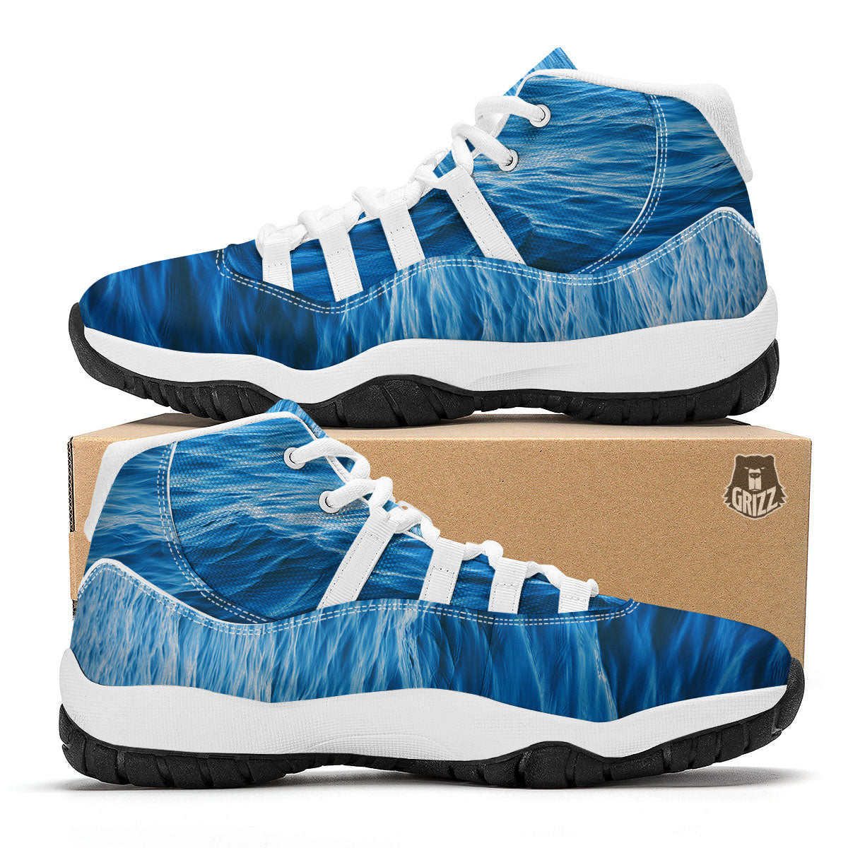 Surface Ocean Print White Bball Shoes-grizzshop