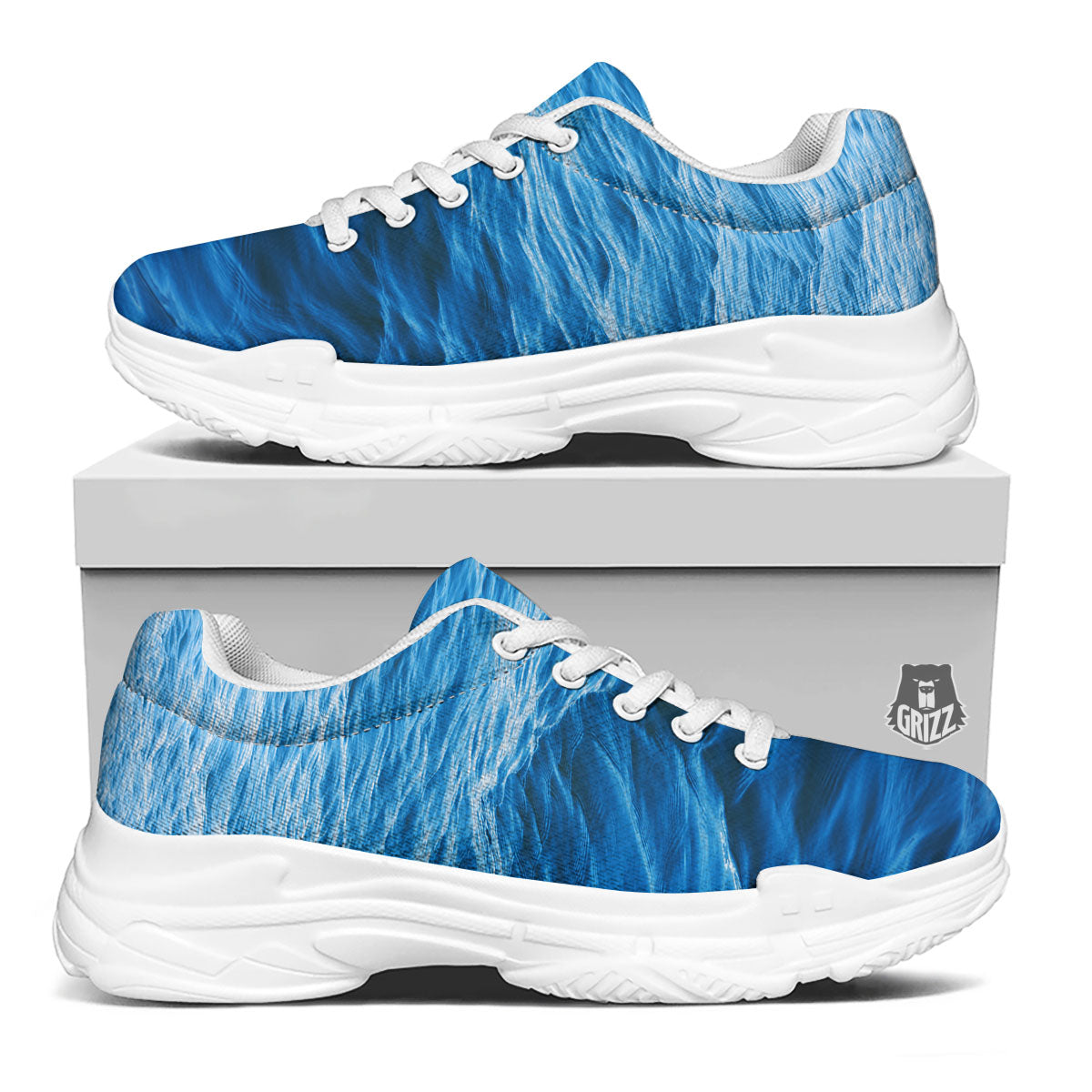 Surface Ocean Print White Chunky Shoes-grizzshop