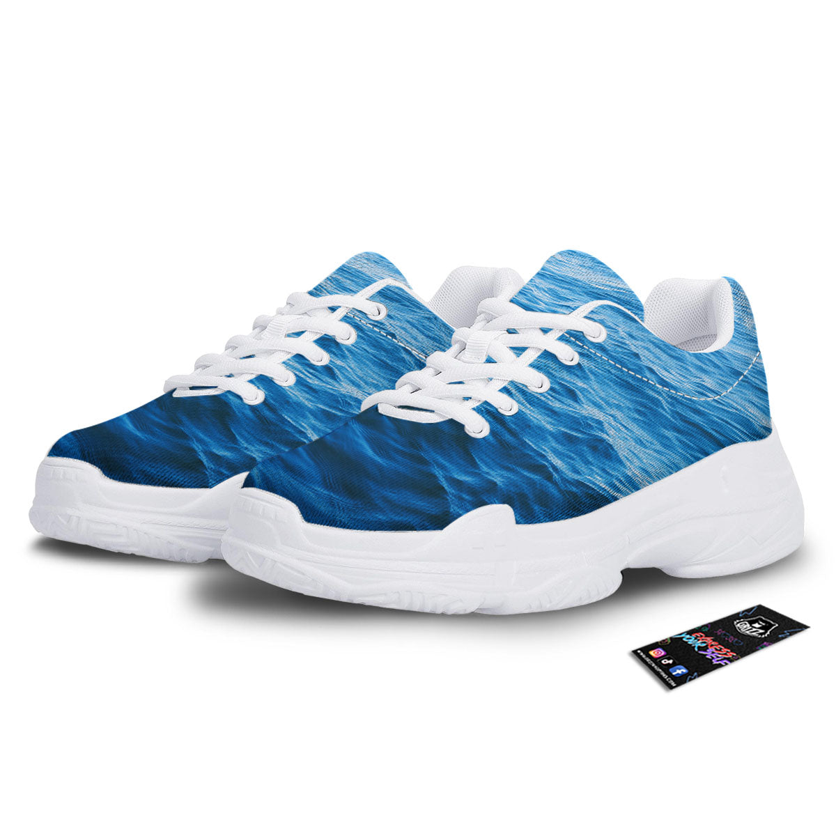 Surface Ocean Print White Chunky Shoes-grizzshop