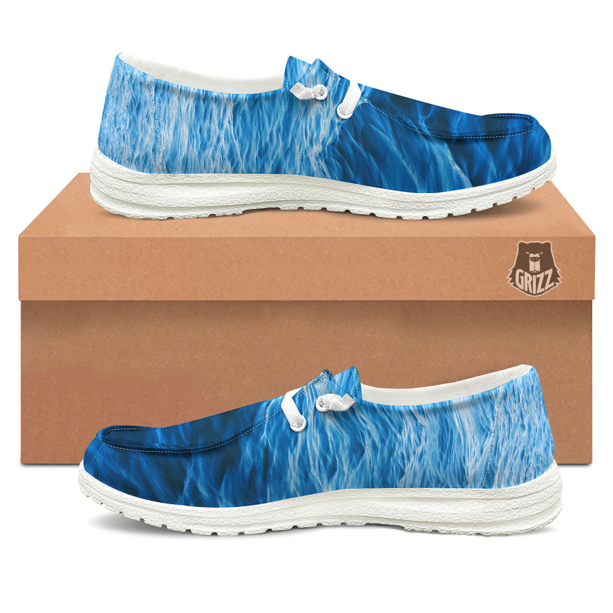 Surface Ocean Print White Loafers-grizzshop