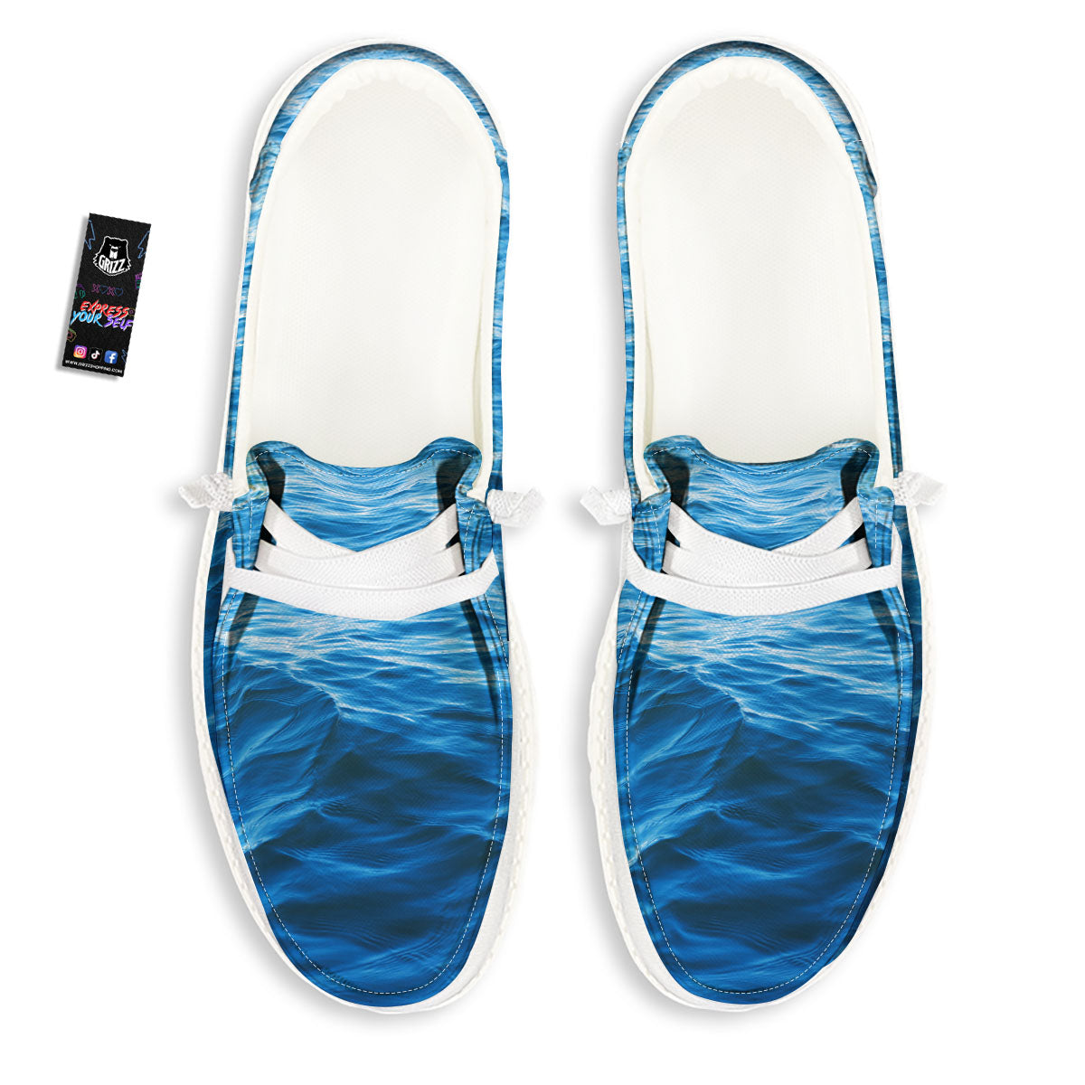 Surface Ocean Print White Loafers-grizzshop