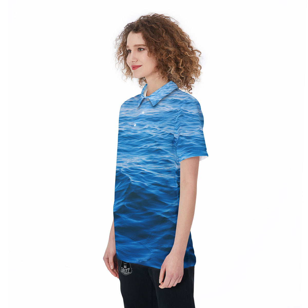 Surface Ocean Print Women's Golf Shirts-grizzshop