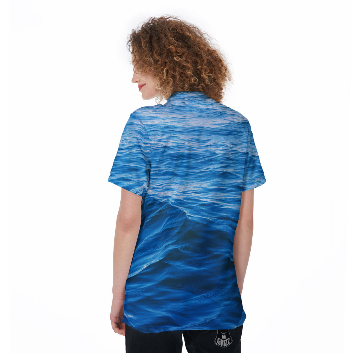Surface Ocean Print Women's Golf Shirts-grizzshop
