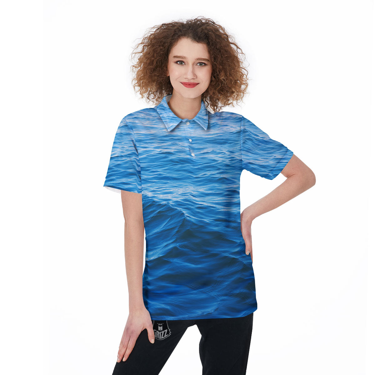 Surface Ocean Print Women's Golf Shirts-grizzshop