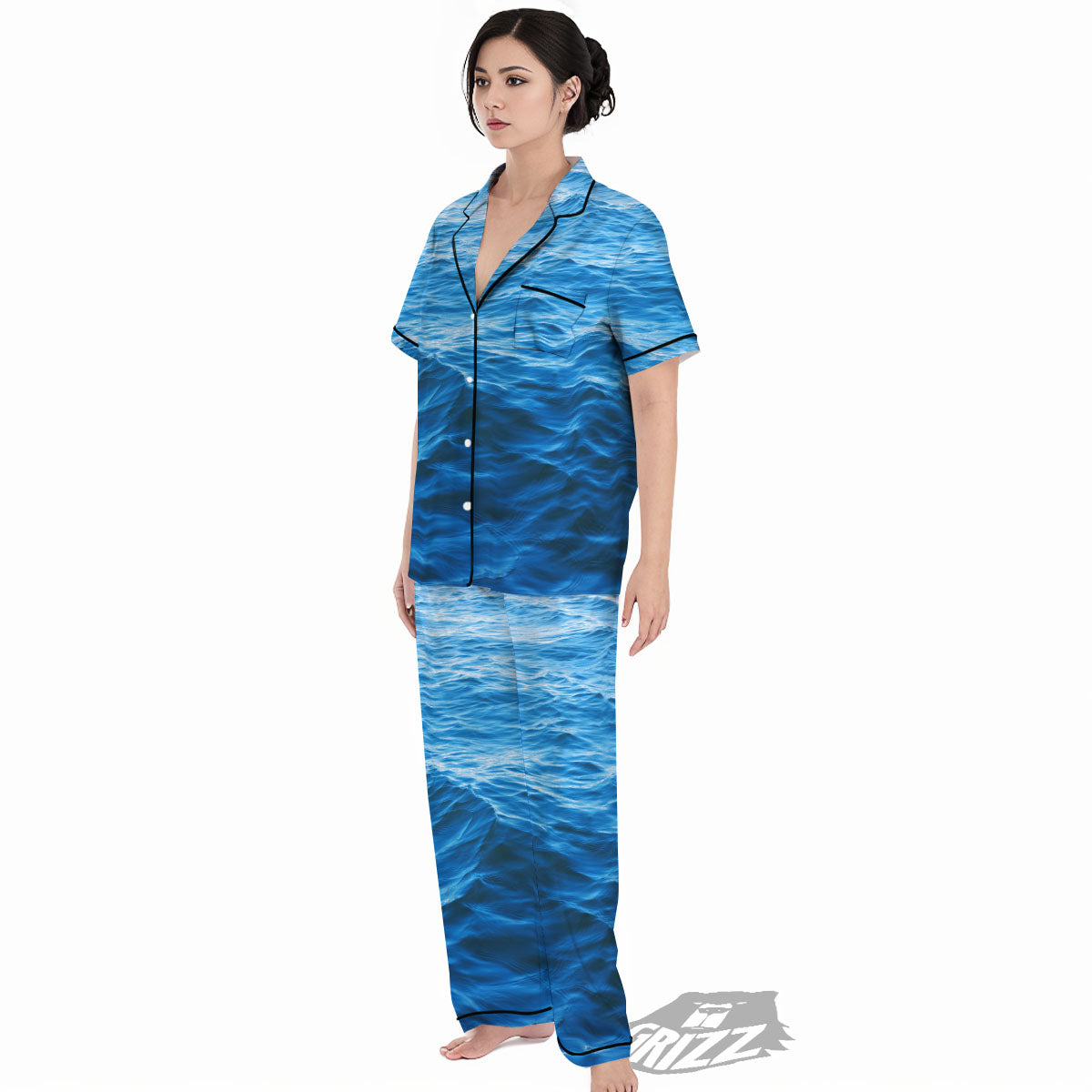 Surface Ocean Print Women's Pajamas Set-grizzshop