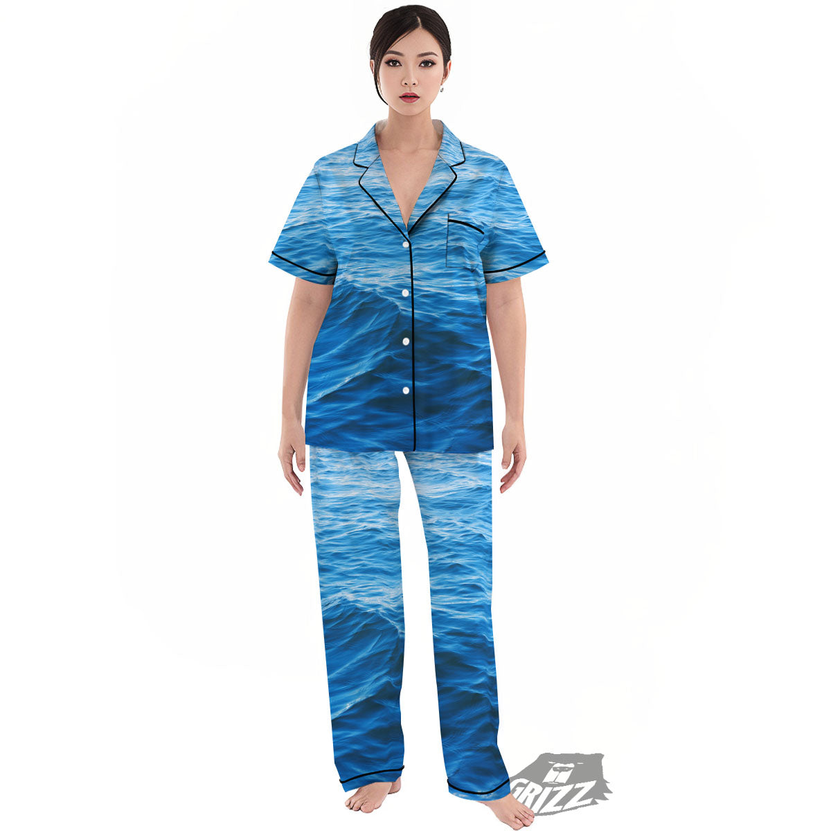 Surface Ocean Print Women's Pajamas Set-grizzshop