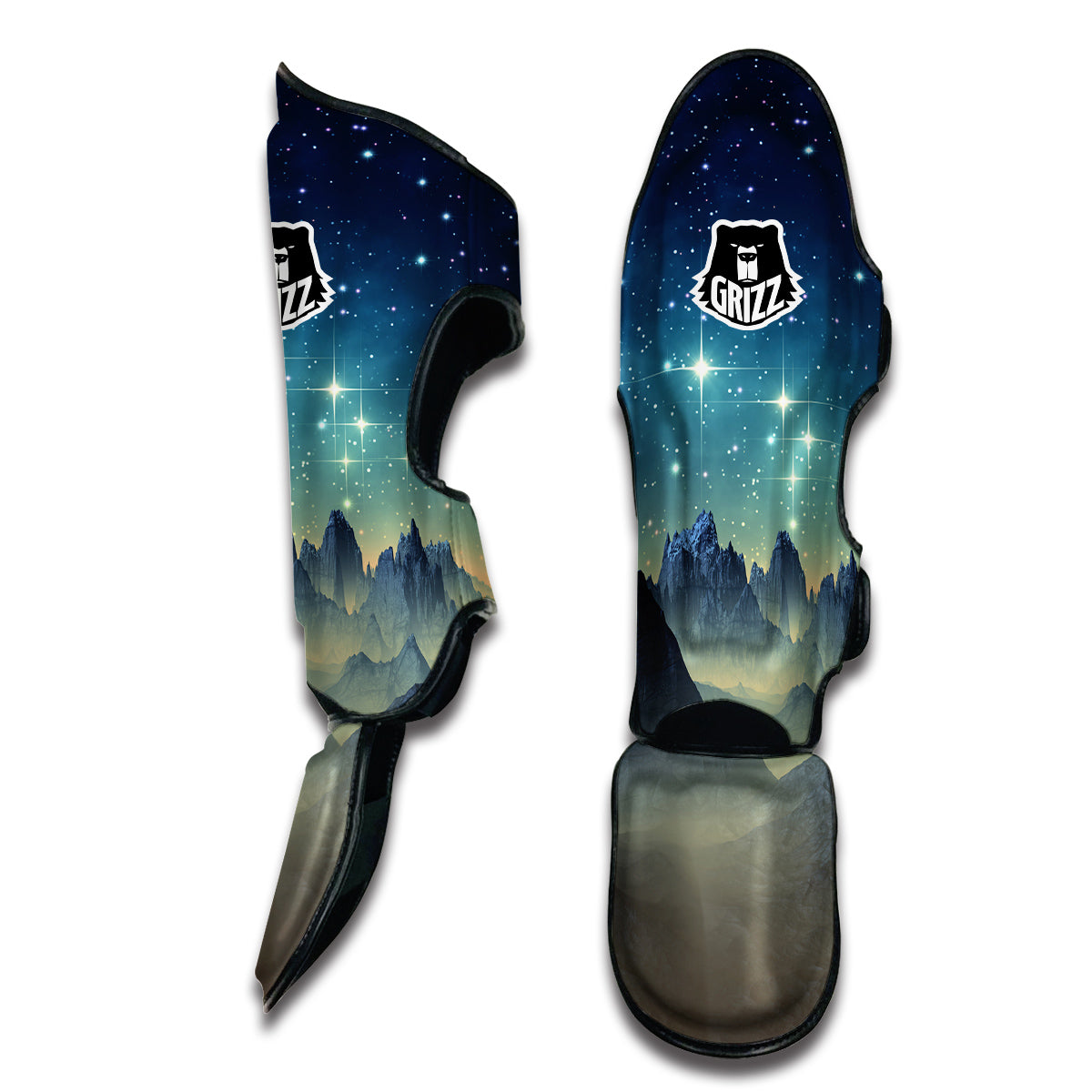 Surface Planet Galaxy Space Print Muay Thai Shin Guards-grizzshop