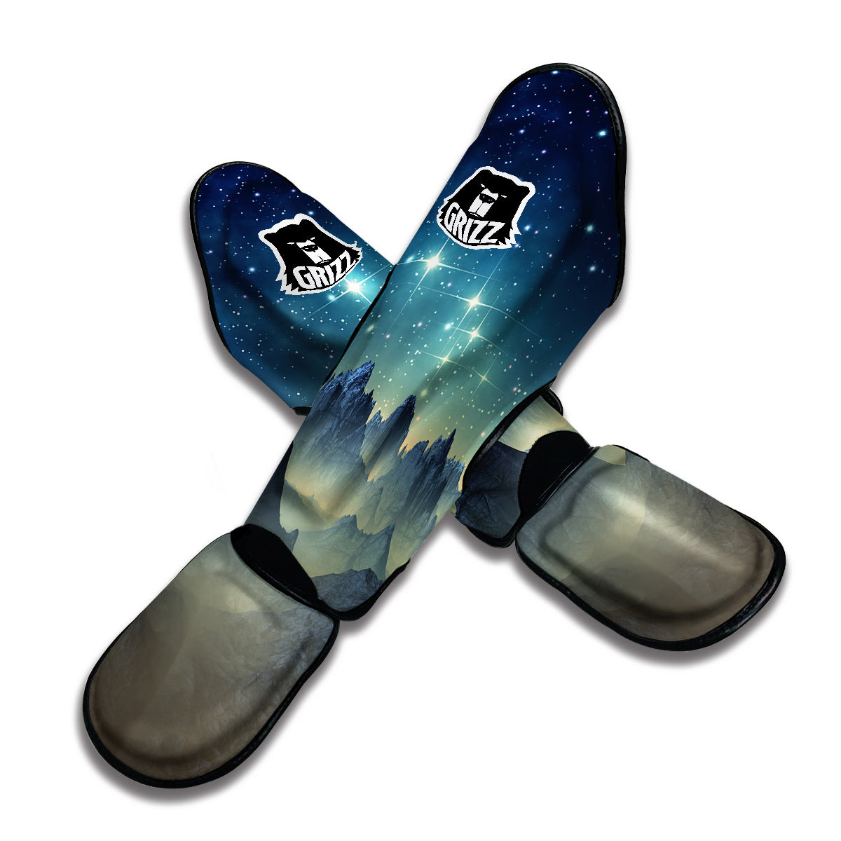 Surface Planet Galaxy Space Print Muay Thai Shin Guards-grizzshop