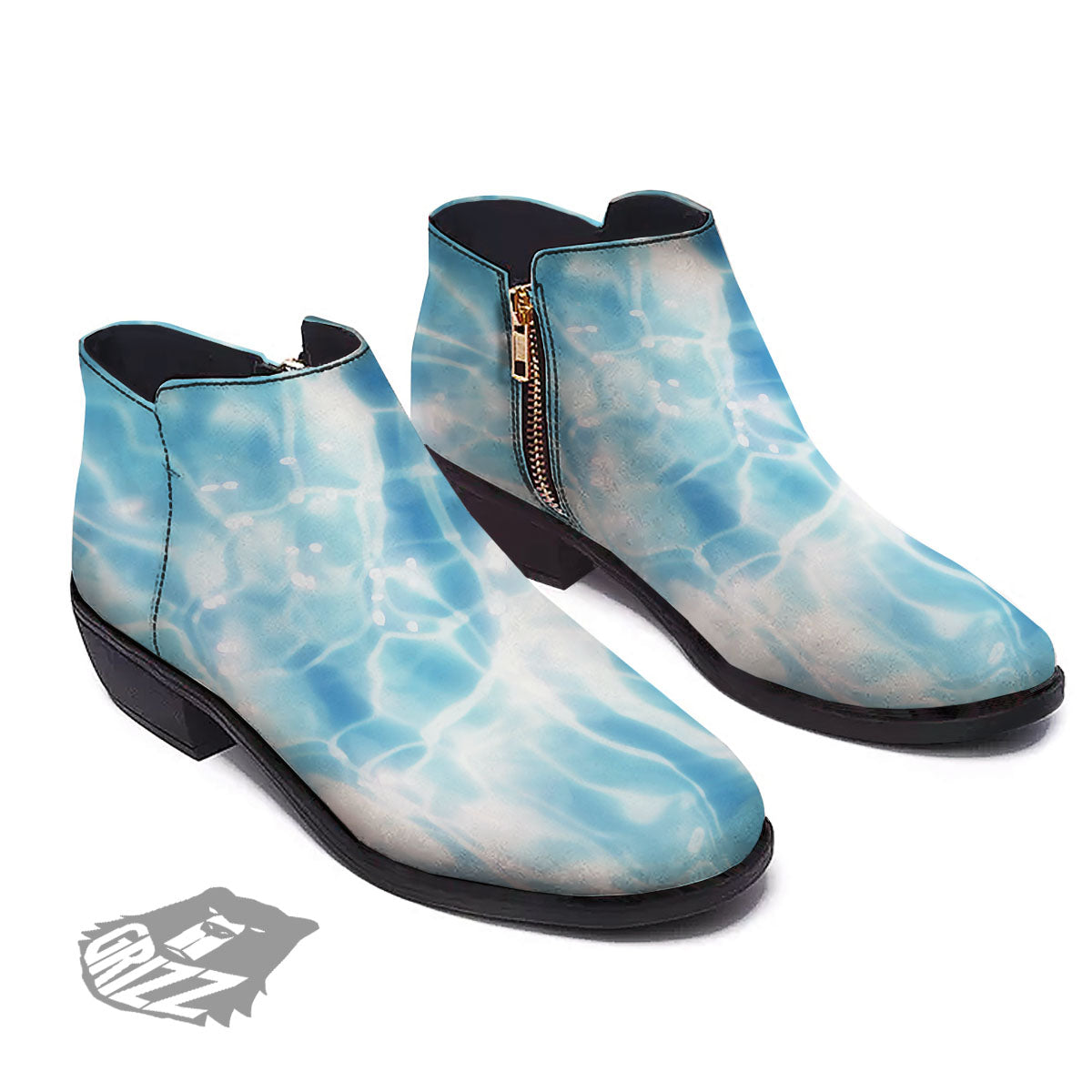 Surface Pool Water Print Ankle Boots-grizzshop