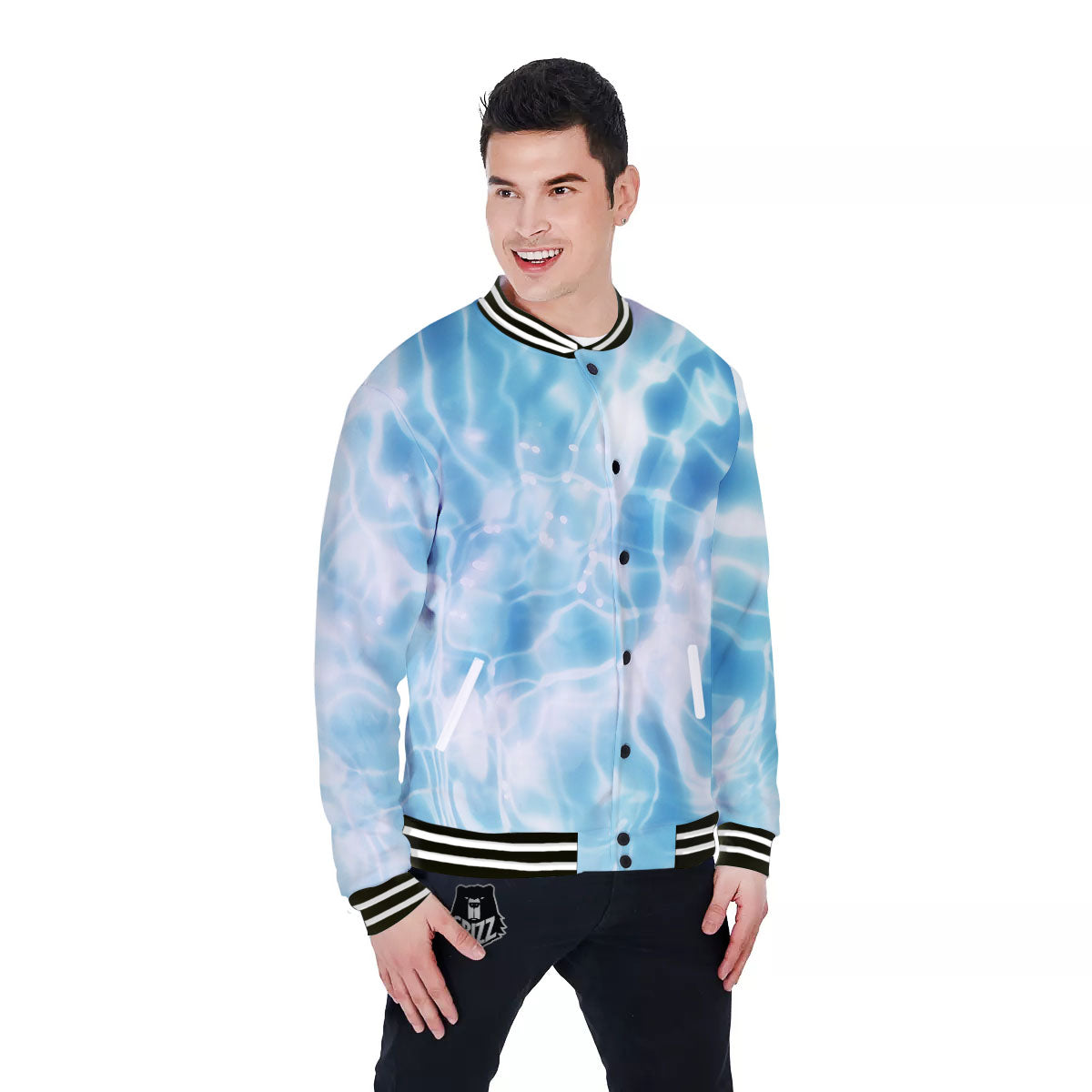 Surface Pool Water Print Baseball Jacket-grizzshop