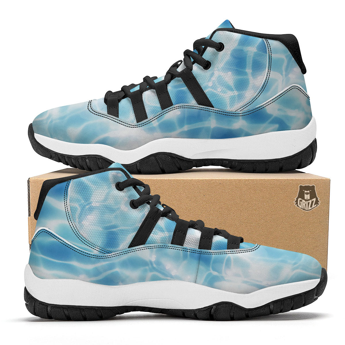 Surface Pool Water Print Black Bball Shoes-grizzshop