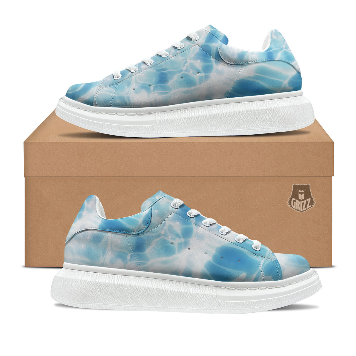 Surface Pool Water Print Platform Shoes-grizzshop