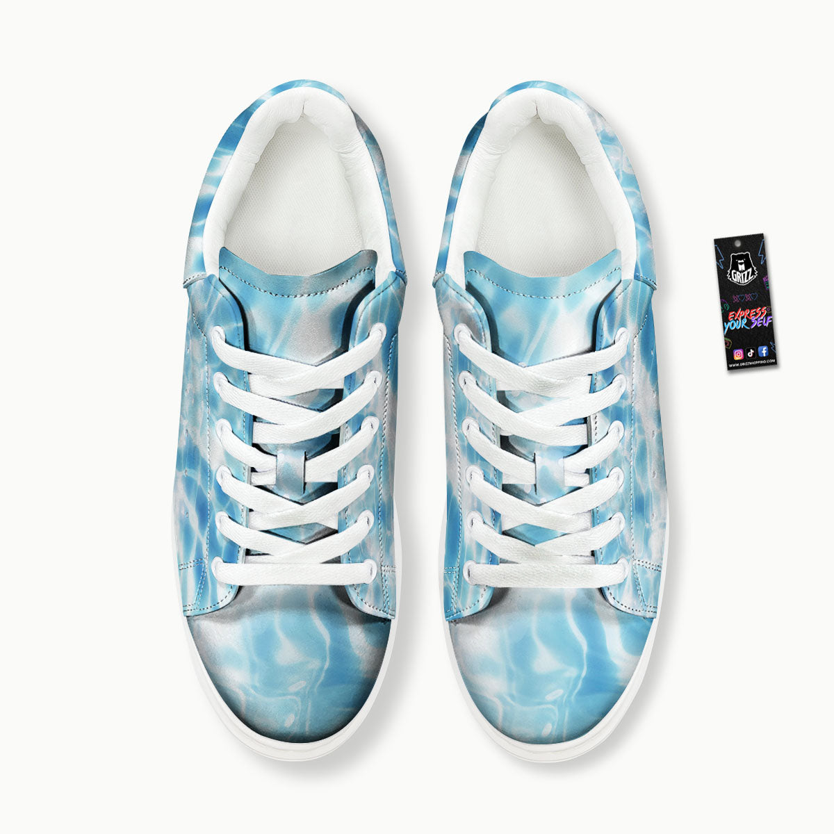 Surface Pool Water Print Platform Shoes-grizzshop
