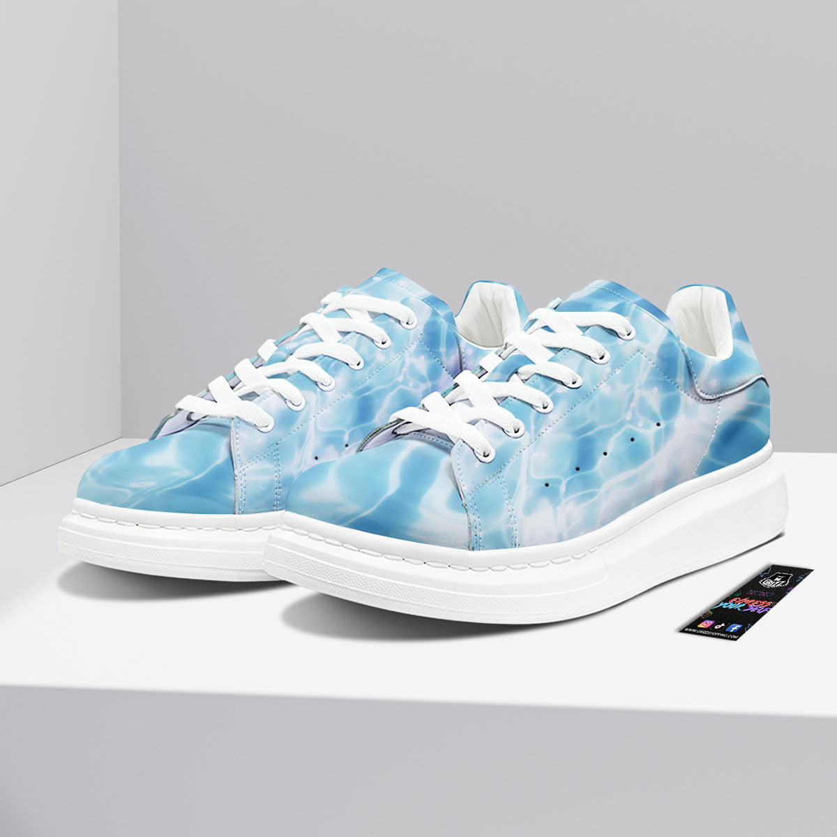 Surface Pool Water Print Platform Shoes-grizzshop