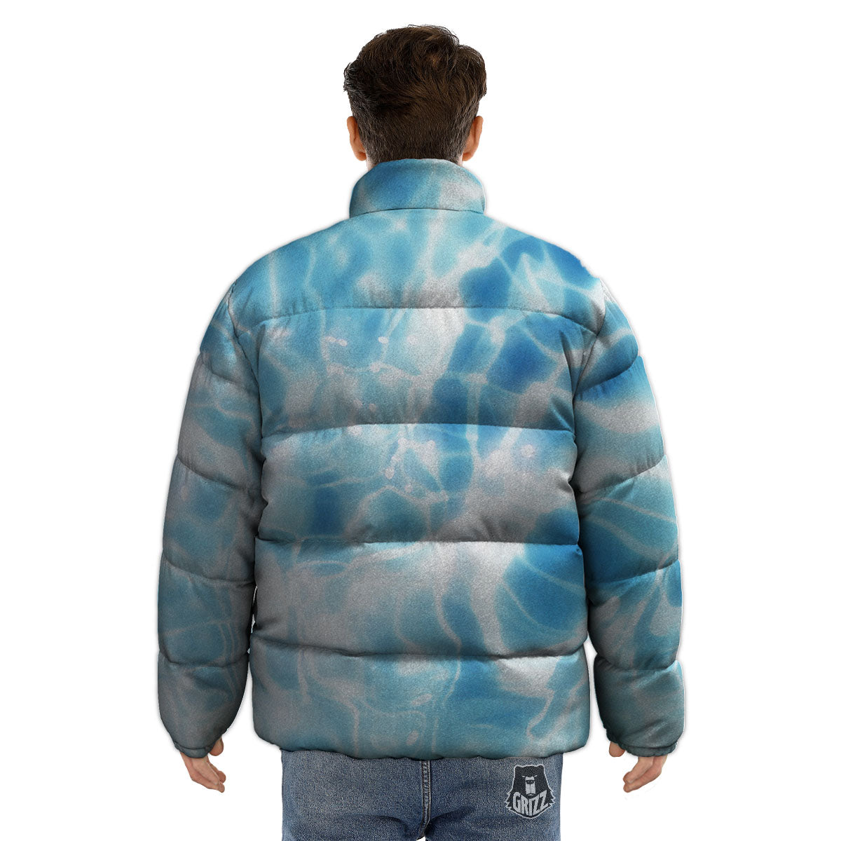 Surface Pool Water Print Puffer Jacket-grizzshop