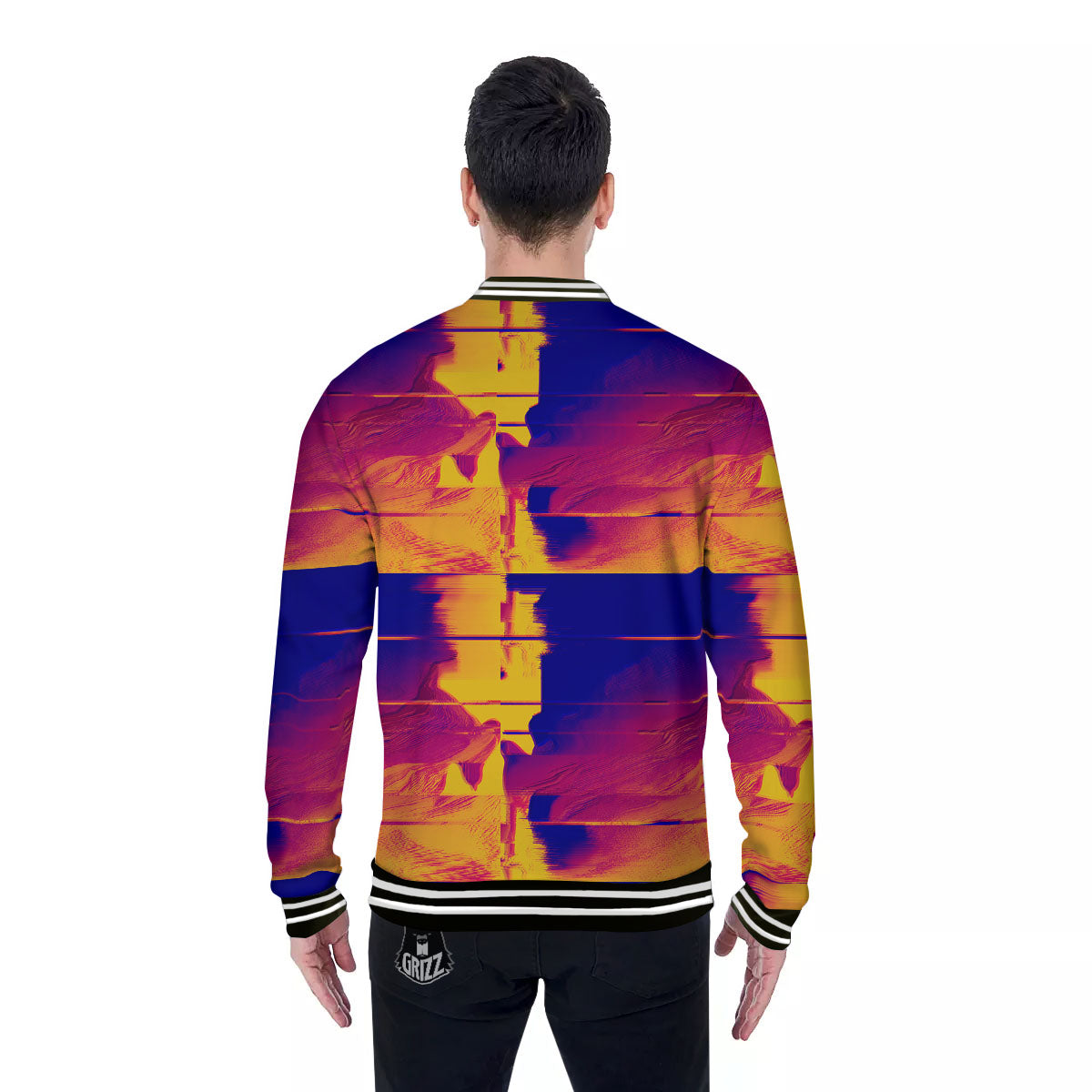 Surface Psychedelic Print Pattern Baseball Jacket-grizzshop