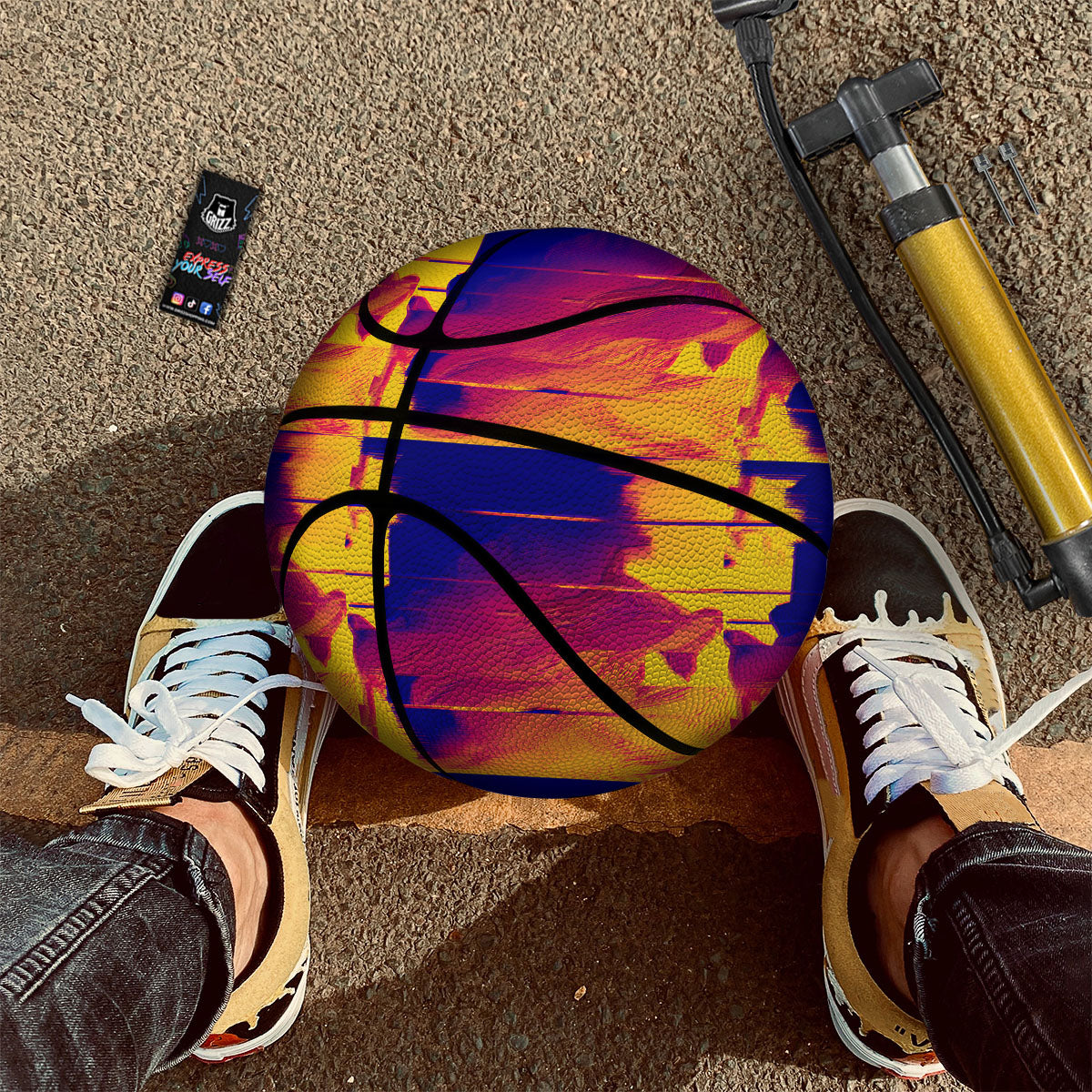 Surface Psychedelic Print Pattern Basketball-grizzshop