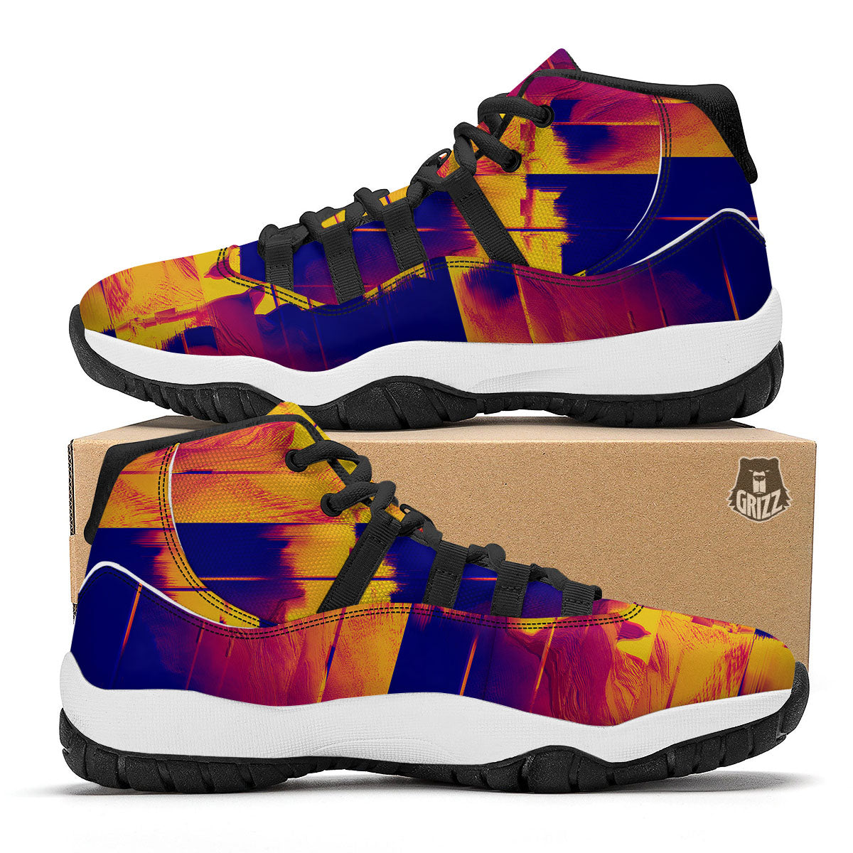 Surface Psychedelic Print Pattern Black Bball Shoes-grizzshop