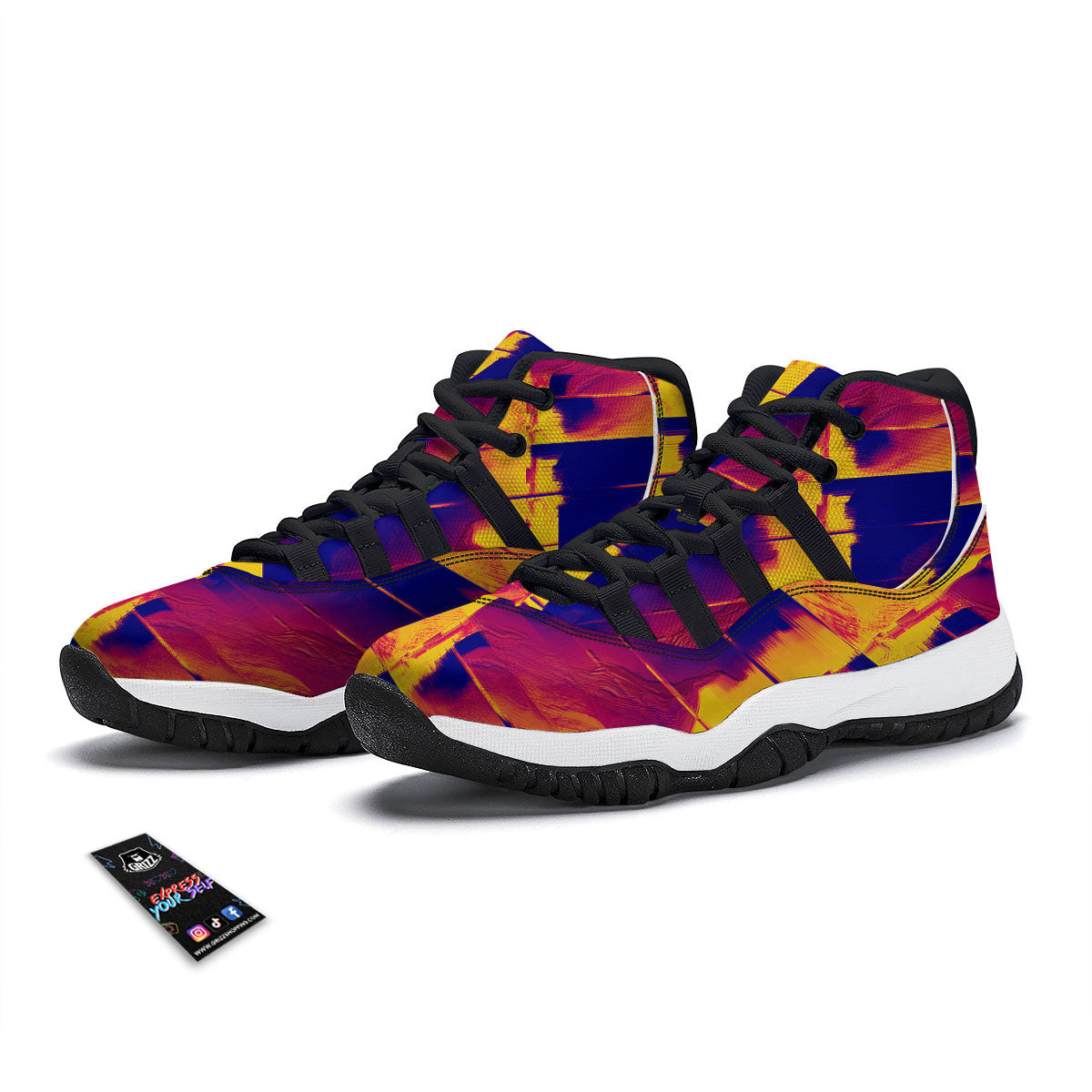 Surface Psychedelic Print Pattern Black Bball Shoes-grizzshop