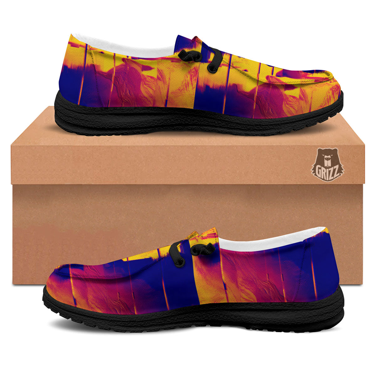 Surface Psychedelic Print Pattern Black Loafers-grizzshop