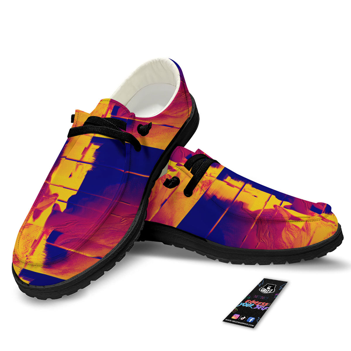 Surface Psychedelic Print Pattern Black Loafers-grizzshop