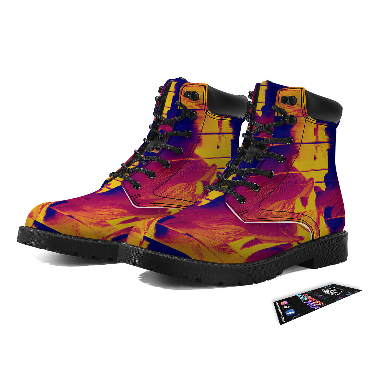 Surface Psychedelic Print Pattern Boots-grizzshop