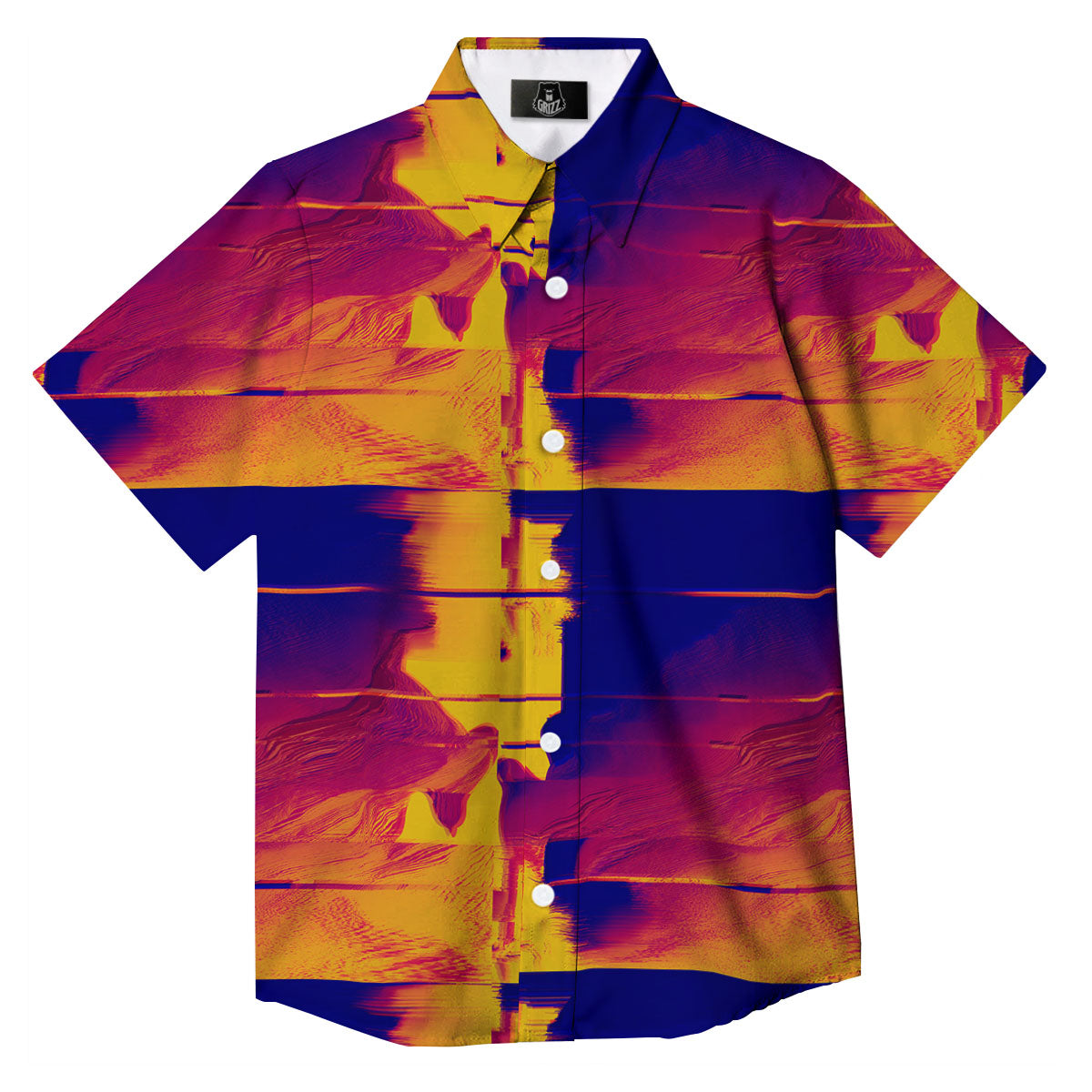 Surface Psychedelic Print Pattern Button Up Shirt-grizzshop