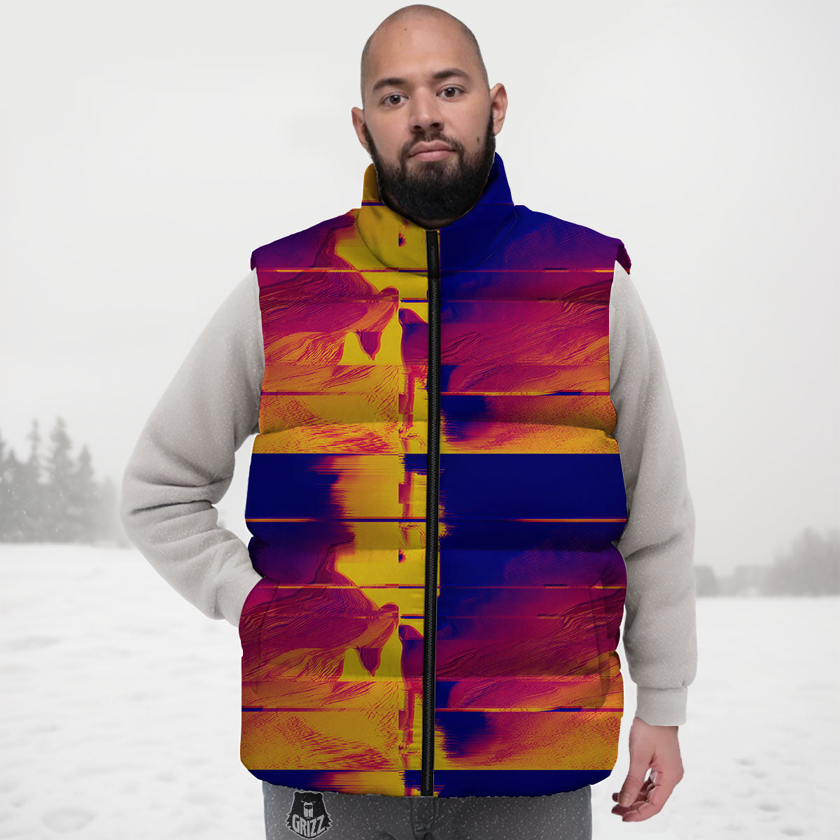 Surface Psychedelic Print Pattern Down Vest