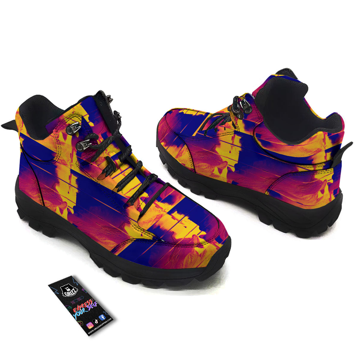 Surface Psychedelic Print Pattern Hiking Shoes-grizzshop